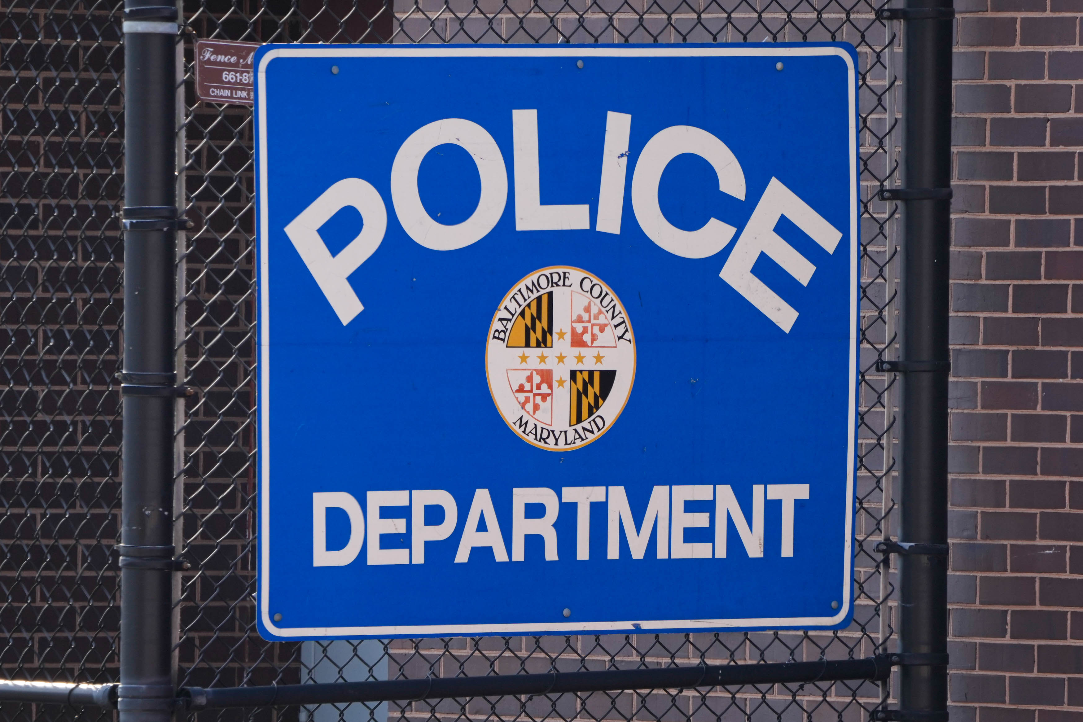 Exterior signage at the southwest Baltimore County police precinct next to the UMBC campus in Catonsville, Md. on Thursday, March 13, 2025.