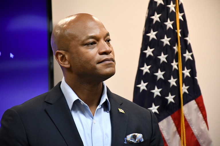 Thursday, July 23, 2026 - Maryland Gov. Wes Moore speaks to reporters after touring the Anne Arundel County Police Department's Real Time Information Center in Crownsville on Thursday.