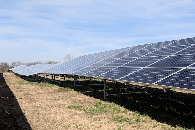 Solar panels in a field
