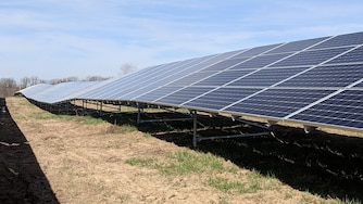 Solar panels in a field