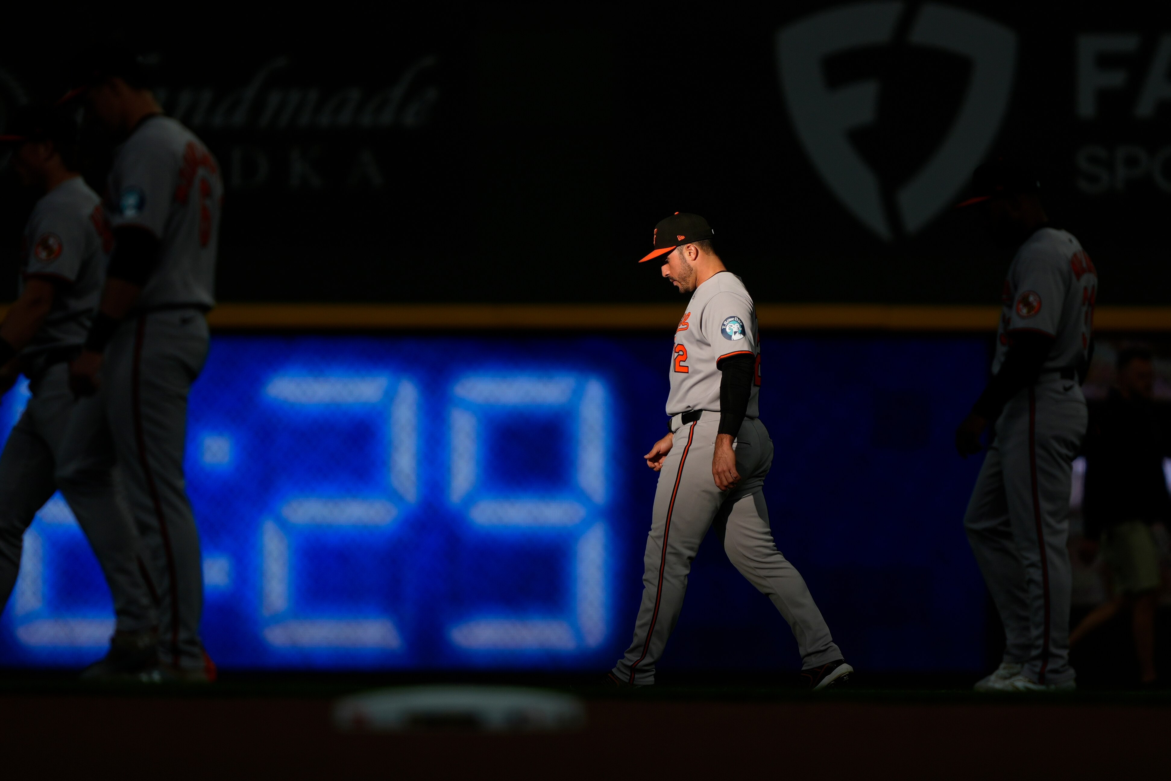 Baltimore Orioles' Ramón Laureano warms up before a baseball game against the Milwaukee Brewers, Monday, May 19, 2025, in Milwaukee.