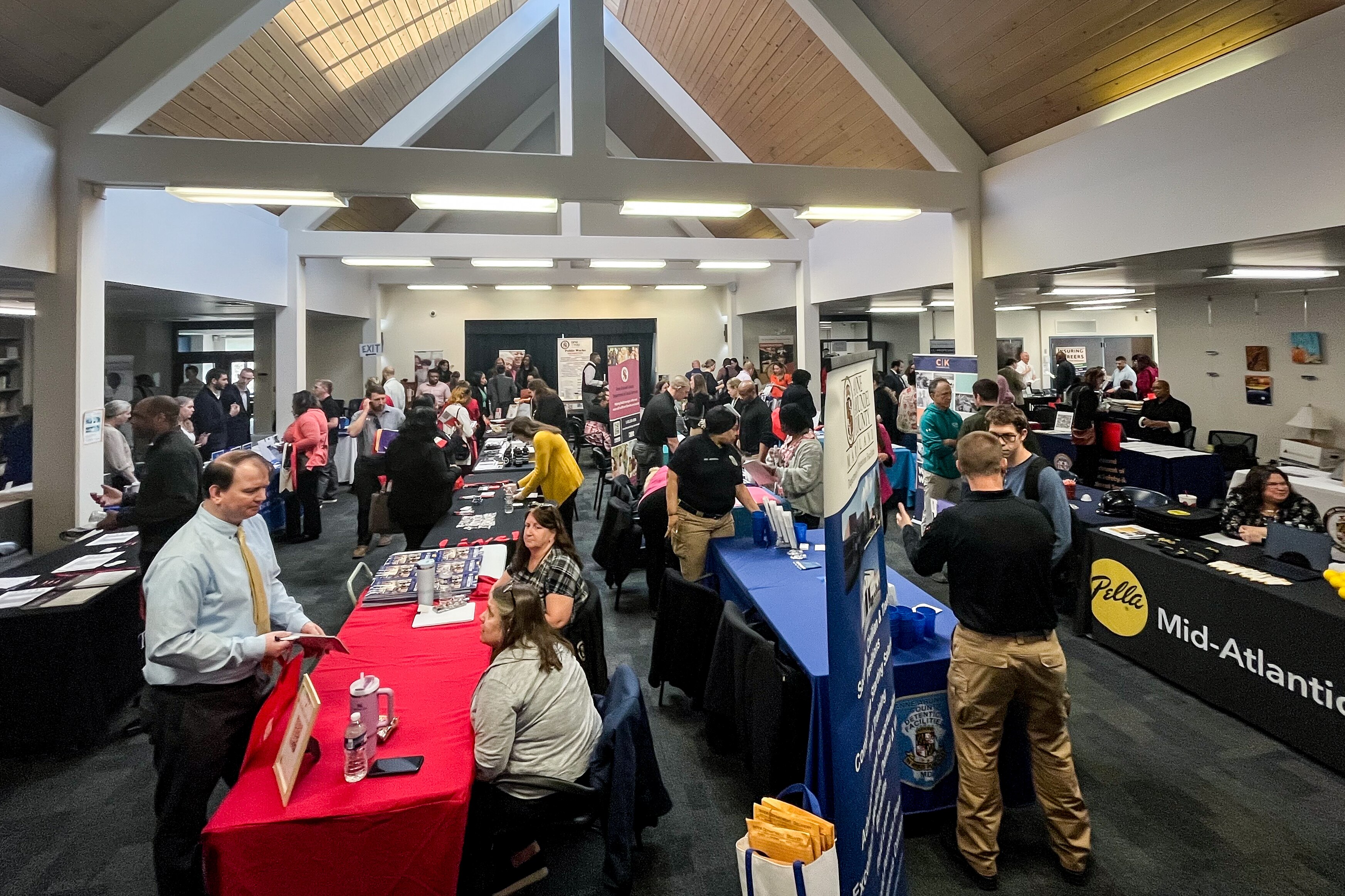 Job seekers packed the O’Malley Senior Activity Center in Odenton on Thursday for a career for hosted by Anne Arundel Workforce Development Corporation for the scores of federal workers and contractors impacted by President Donald Trump’s sweeping cost-cutting measures. 