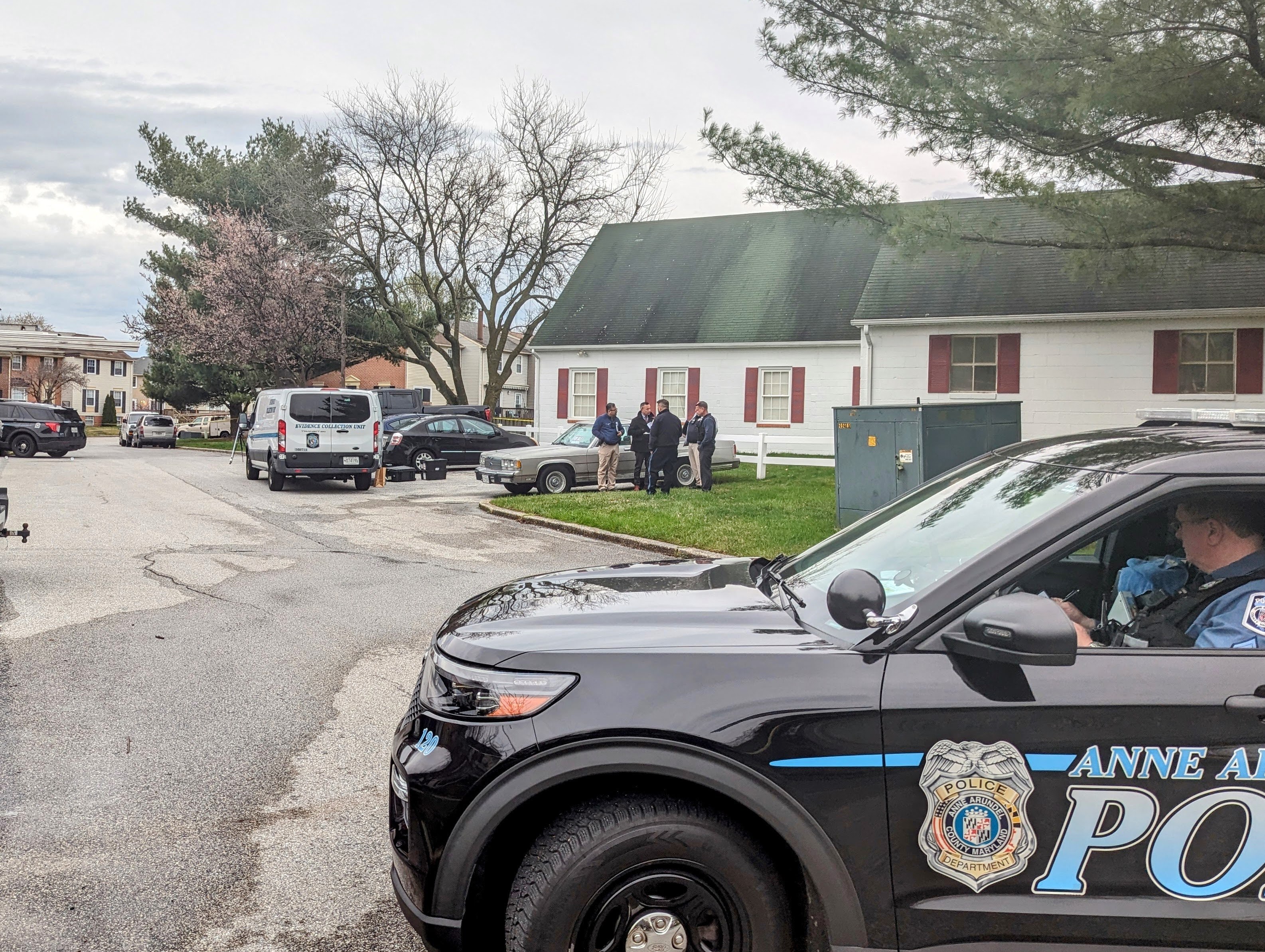 Detectives investigate the scene of a shooting in Pasadena, where police said a 61-year-old woman raised a handgun officers before they shot her.