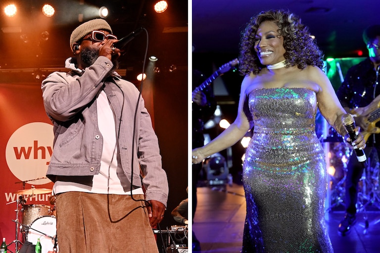 At left, the Roots perform onstage during WhyHunger's Amplified: Annual Hungerthon Kickoff Concert in New York City on October 15, 2024. At right, Stephanie Mills performs at the VVIP Superlounge Experience during Day 3 of the 2025 ESSENCE Festival of Culture in New Orleans, La., on July 06, 2025.