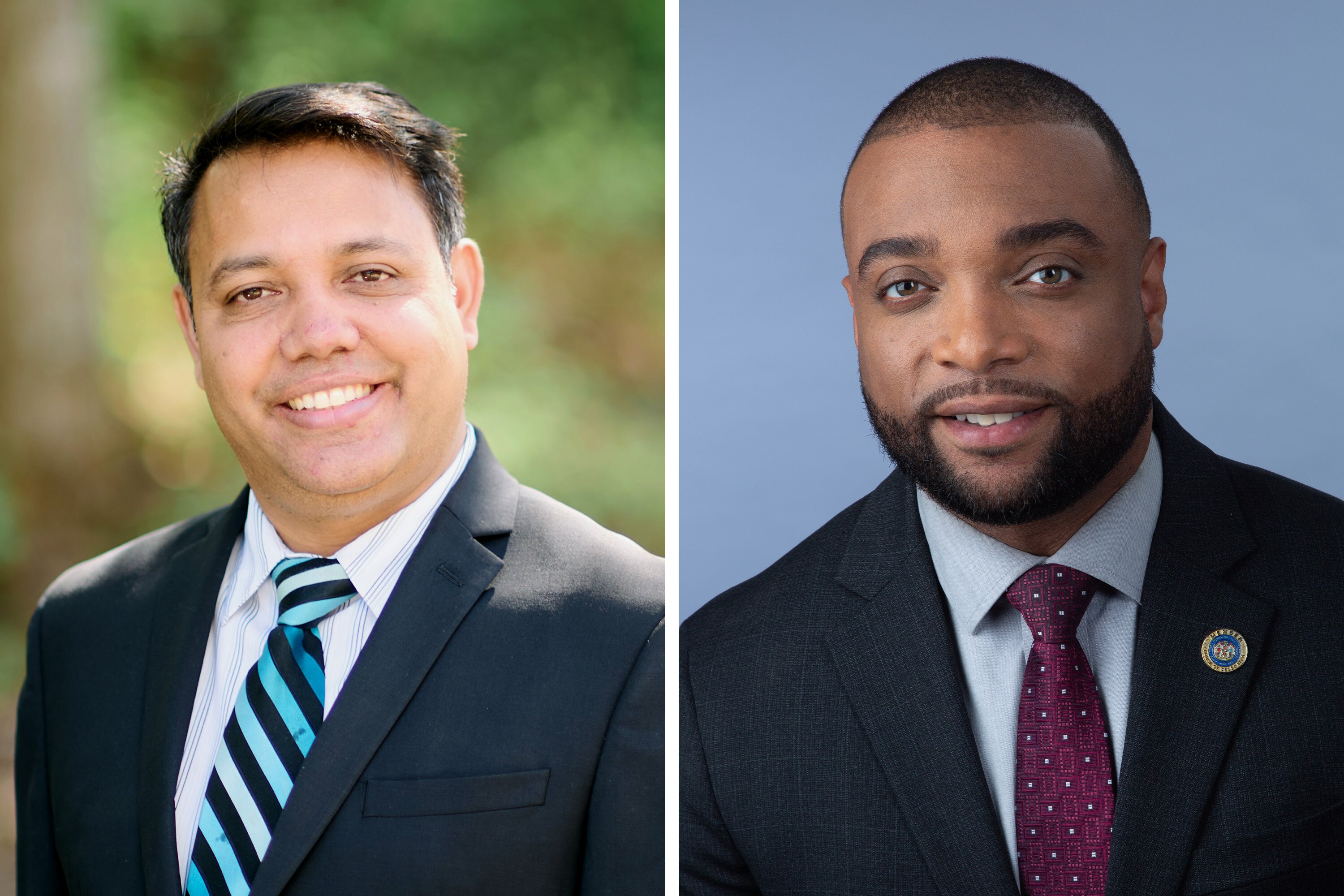 Dels. Harry Bhandari, left, and Carl Jackson are vying for a vacant Maryland Senate seat.