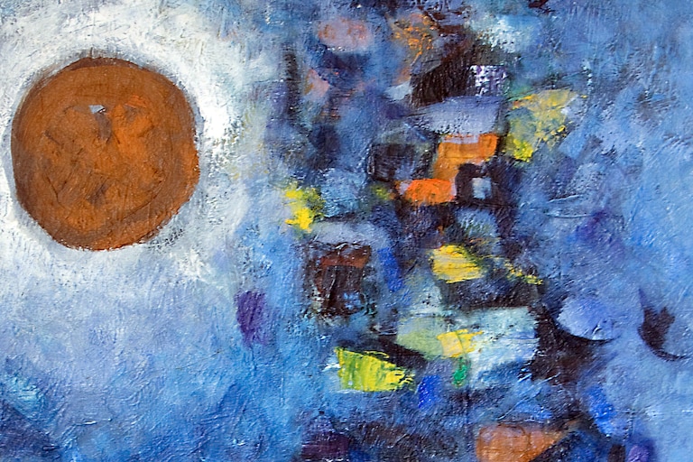 A new exhibit at Towson University will feature works by Nepali artist Lain Singh Bangdel, including his 1962 painting Moon over Kathmandu.