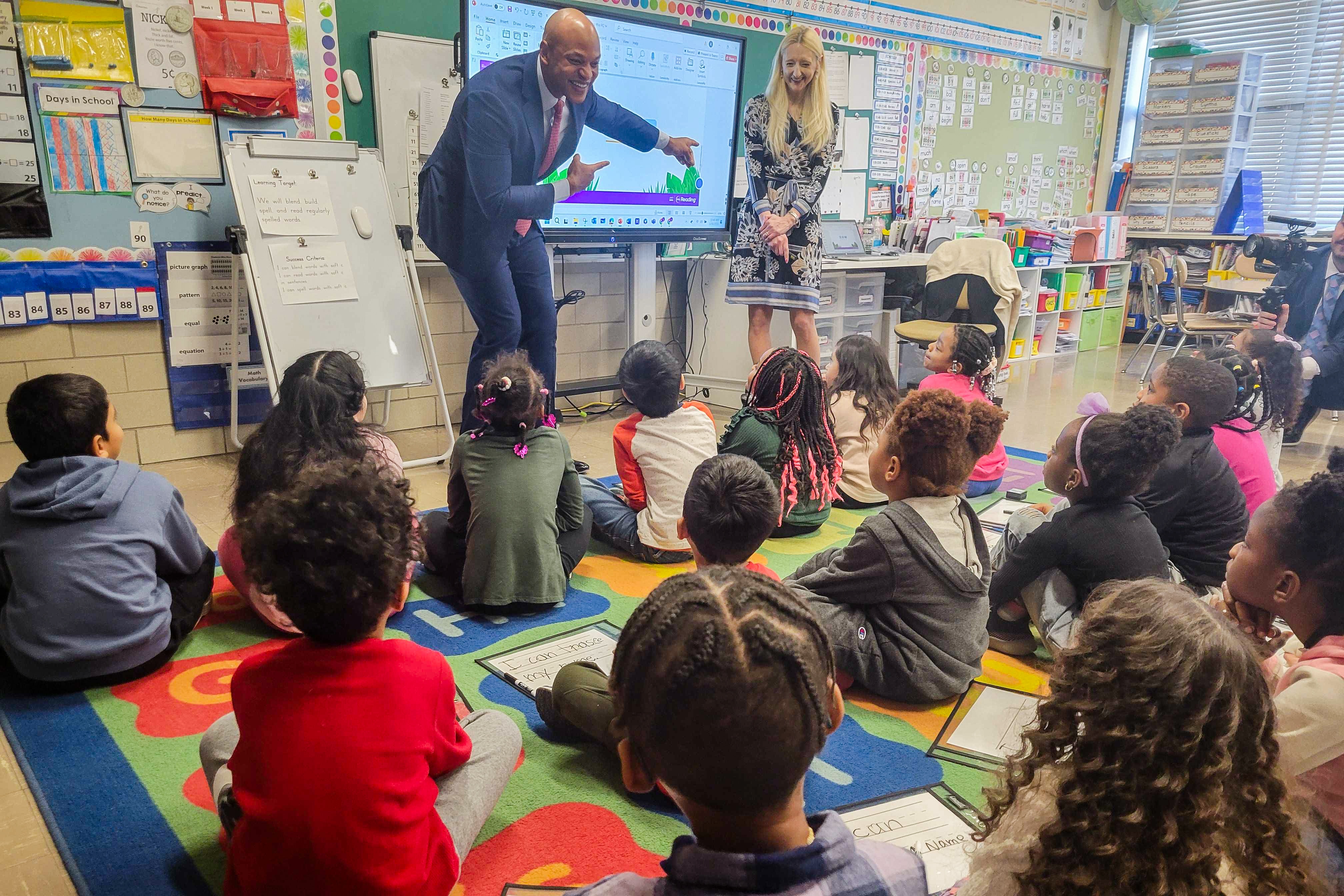 Gov. Wes Moore visits Reisterstown Elementary School on Thursday, January 30, 2025, to talk with educators and highlight his funding plan for public schools.