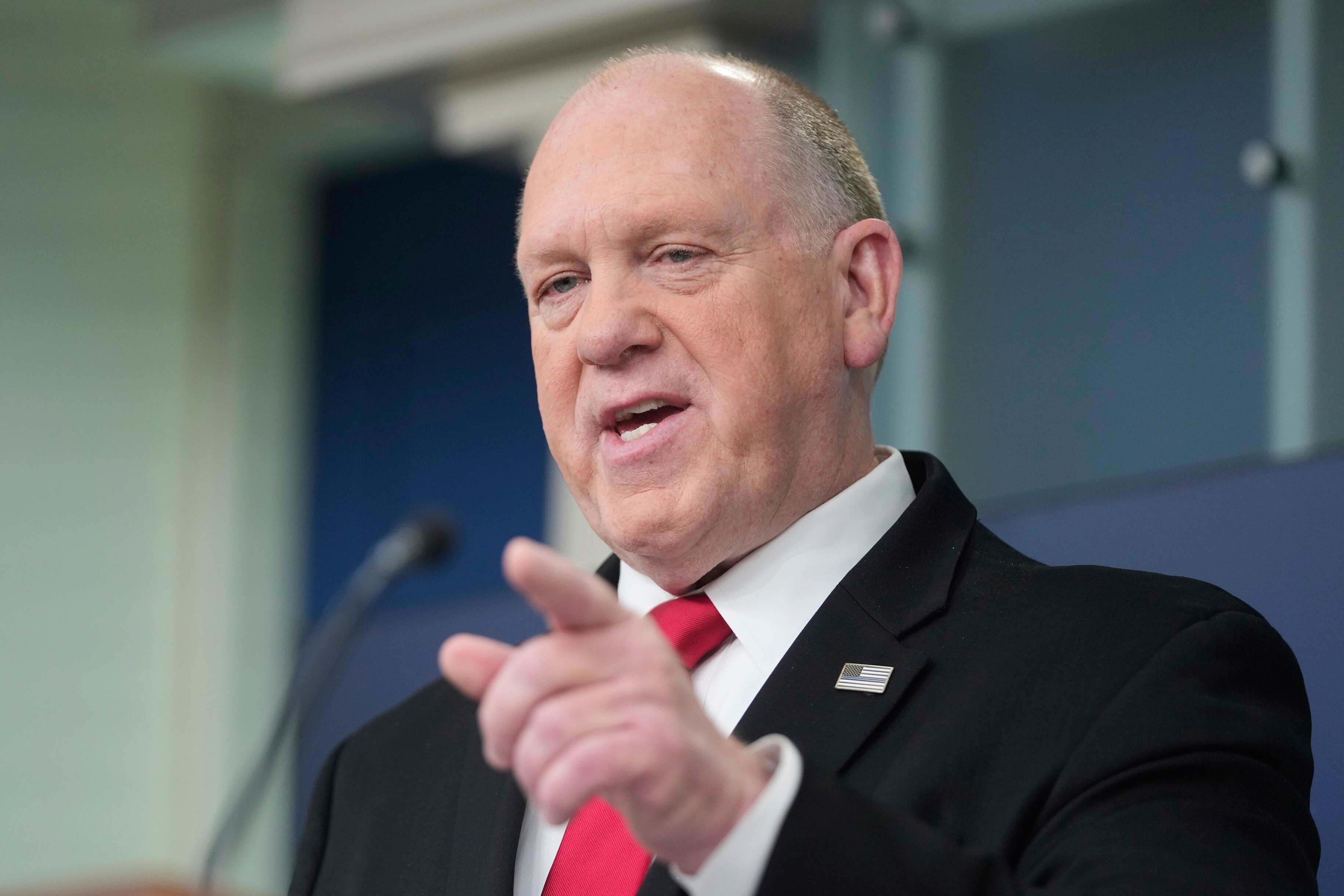 White House border czar Tom Homan speaks during a press briefing at the White House in Washington, Tuesday, April 22, 2025.