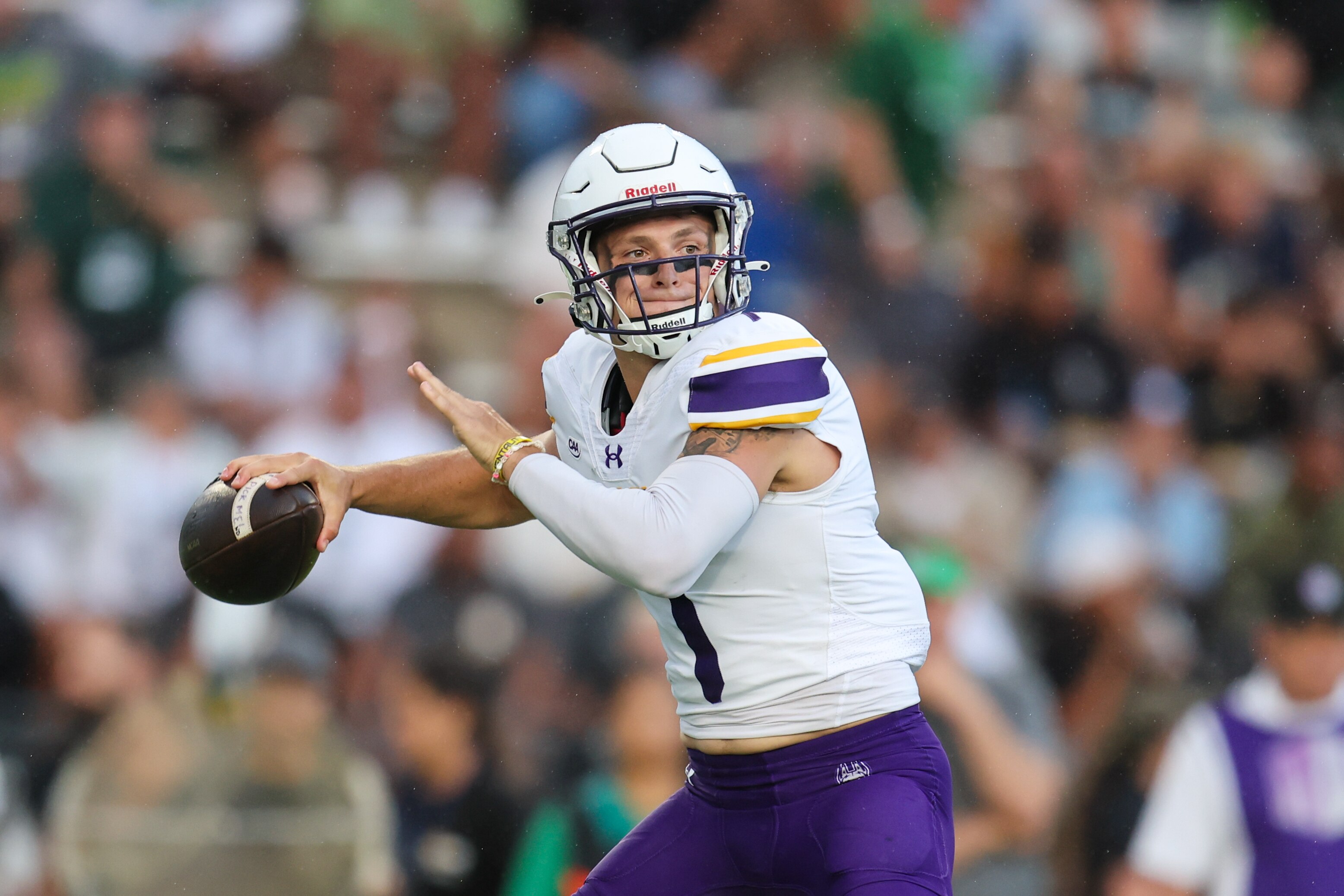 Albany quarterback Reese Poffenbarger passed for 225 yards and two touchdowns against Towson.