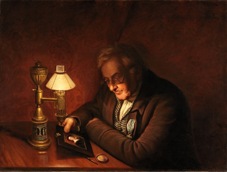 Charles Willson Peale's portrait of James Peale showed the artist's brother 1822, nine years after he painted "The Burning of the Peggy Stewart."