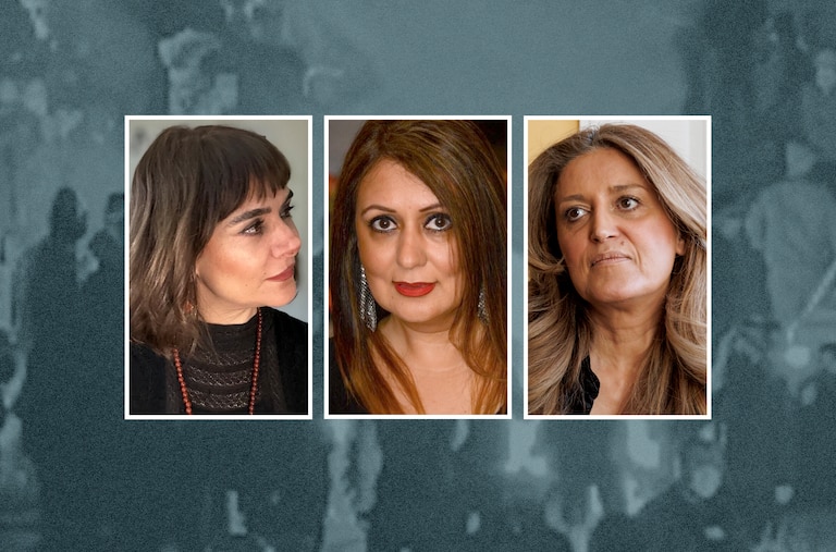 From left, Bita Malakuti, Zohreh Hashemi and Phaedra Askarinam.