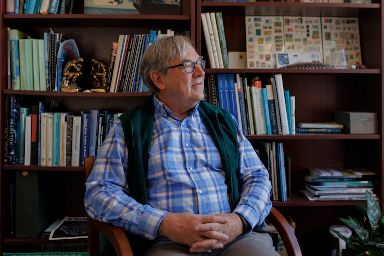 Director of Horn Point Lab, Mike Sieracki, poses for a photo in his office at Horn Point.