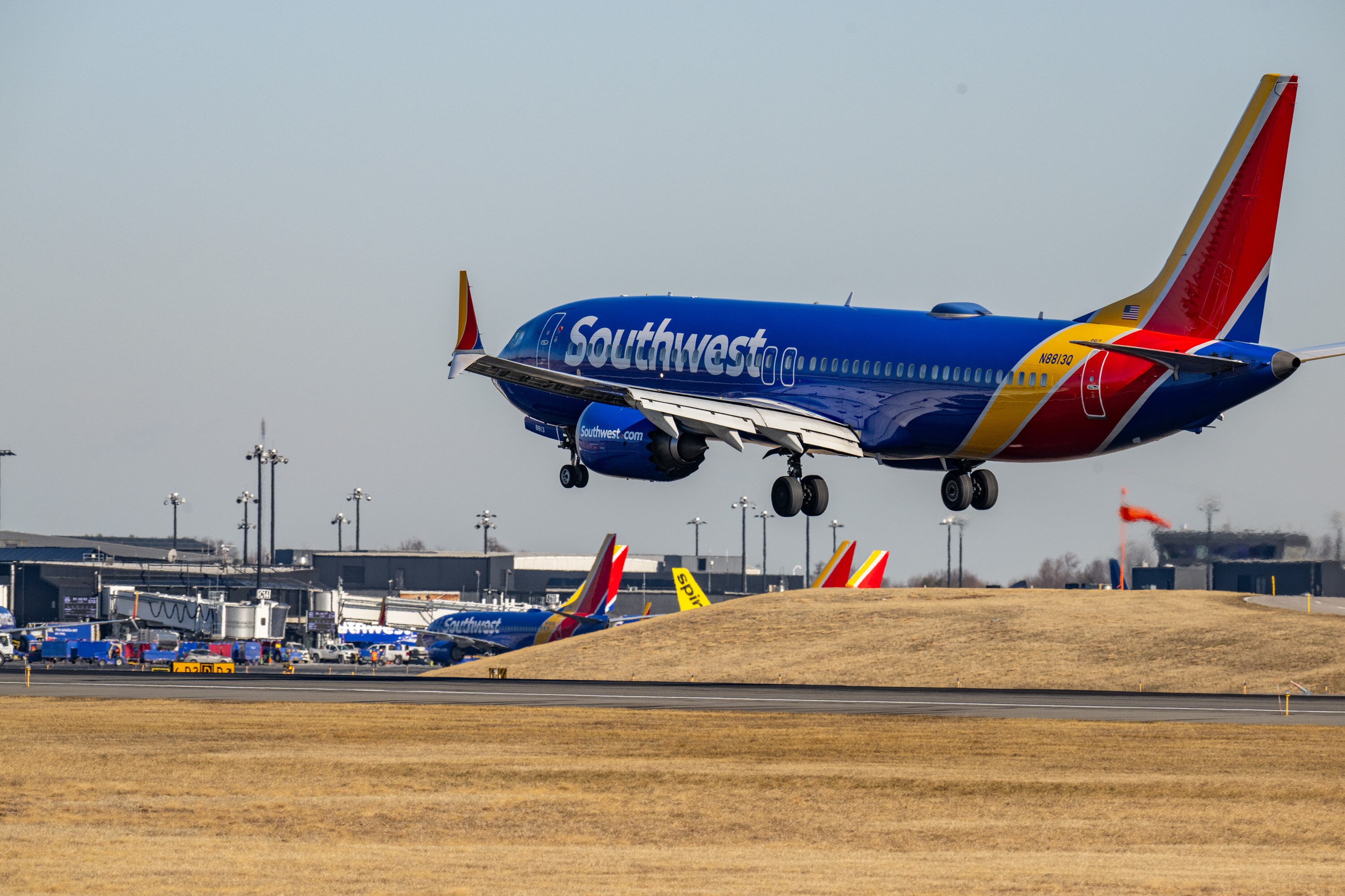 A Southwest Airlines jet land at Baltimore/Washington International Thurgood Marshall Airport.