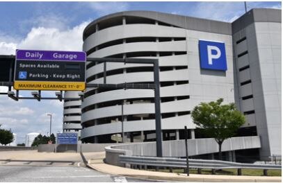 Exterior view of the daily garage at Baltimore-Washington International Thurgood Marshall Airport.