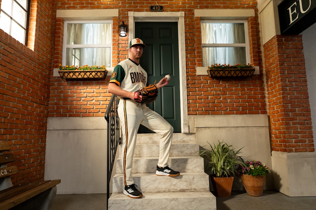The Baltimore Orioles’ new City Connect uniforms feature green sleeves, matching the seats and an historic “B” logo that stems from the 1890s Baltimore Baseball Club.