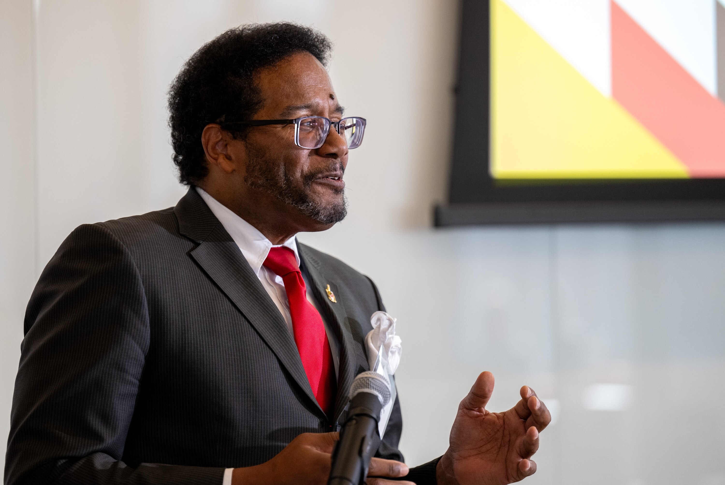 University of Maryland president Darryll Pines at a press event in Baltimore in January.