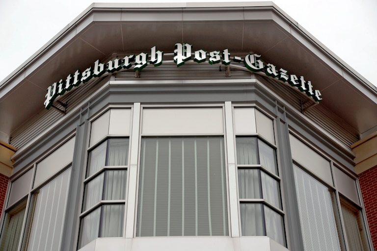The exterior of the Pittsburgh Post-Gazette offices.