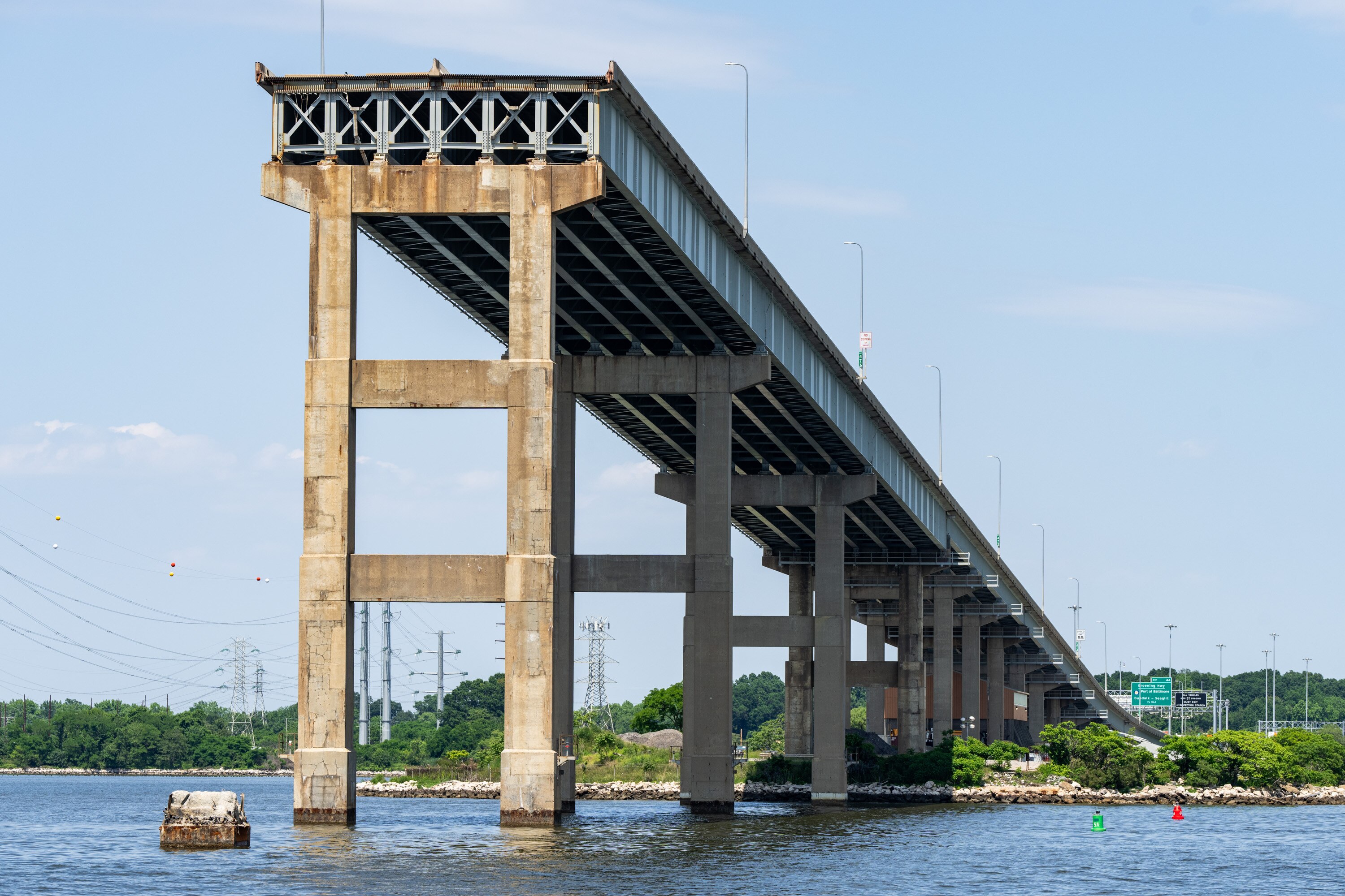 The northern part of the Key Bridge that withstood the Dali crash is seen on May 24, 2024.