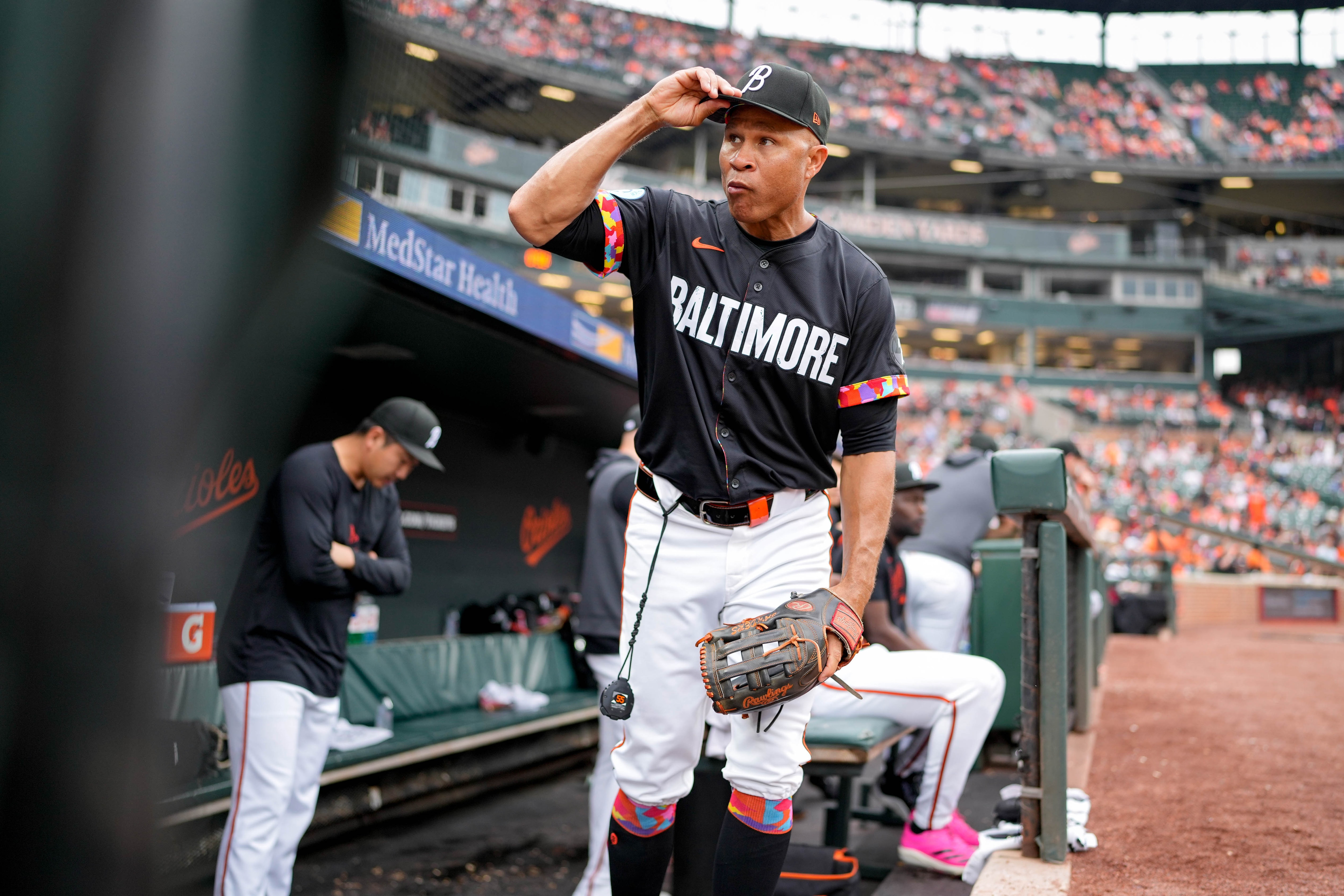 Orioles first base coach Anthony Sanders, who is Black, recently saw his son transfer to Coppin State to play baseball.