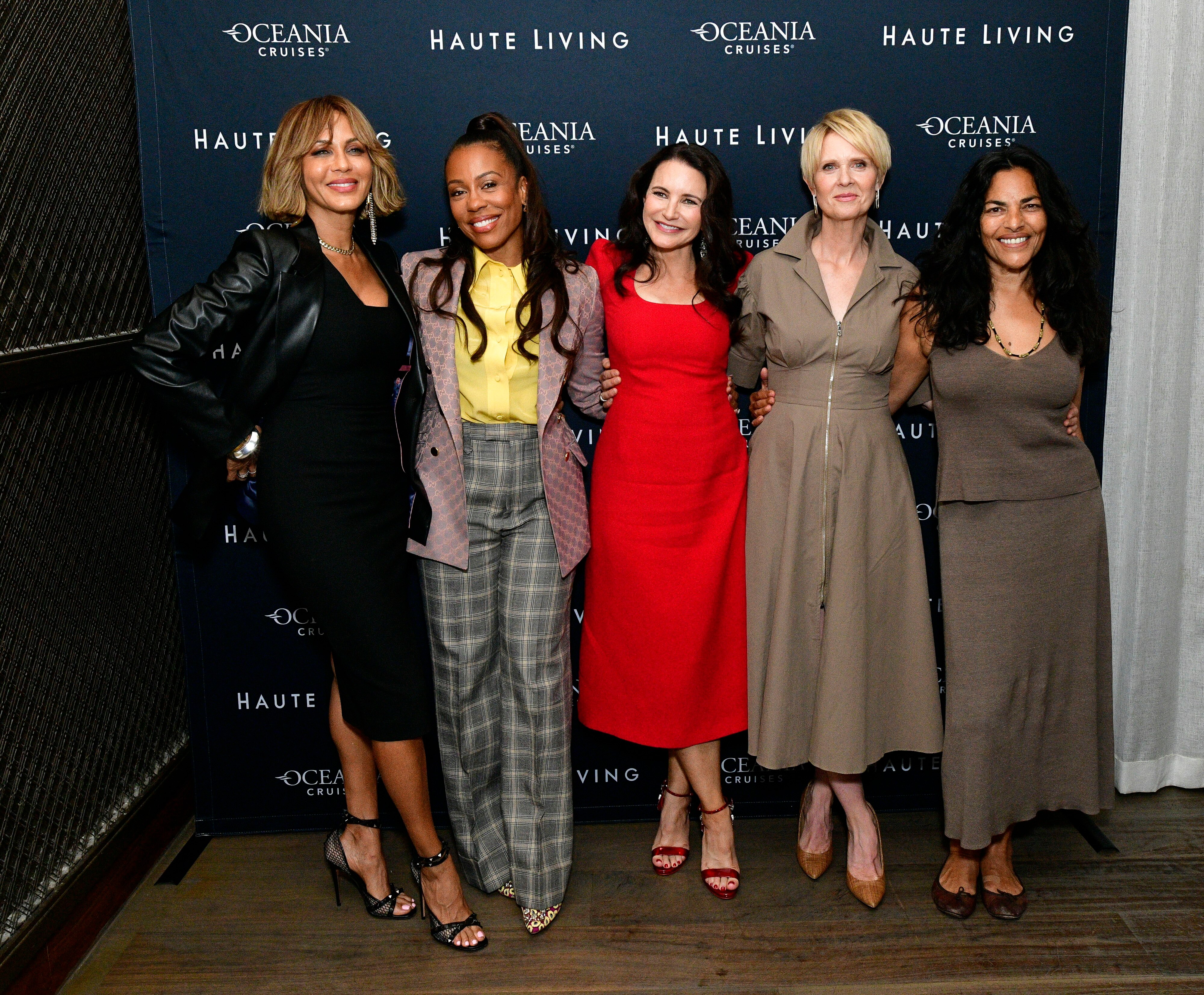 From left, “And Just Like That...” cast members Nicole Ari Parker, Karen Pittman, Kristin Davis, Cynthia Nixon and Sarita Choudhury attend an event on June 20 in New York City.