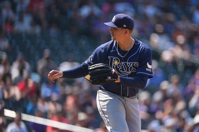 Tampa Bay Rays relief pitcher Tyler Wells pitches in the sixth inning against the Colorado Rockies on Aug. 5.