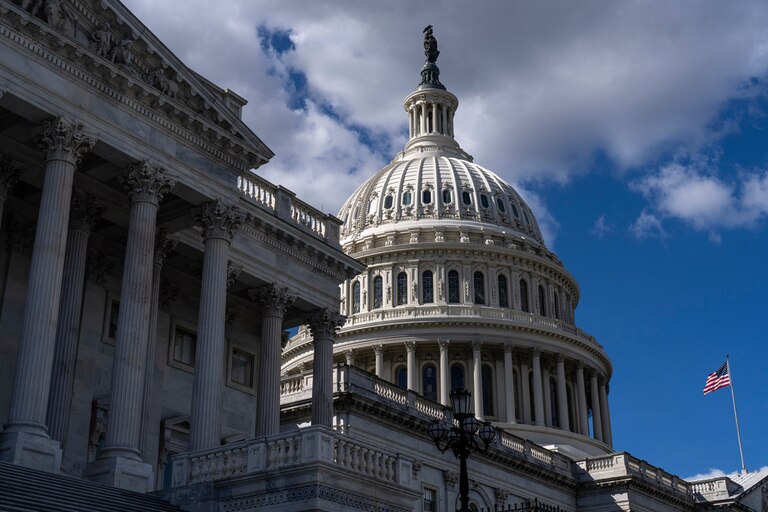 The U.S. Capitol is seen on the second day of the government shutdown, in Washington, Thursday, Oct. 2, 2025.