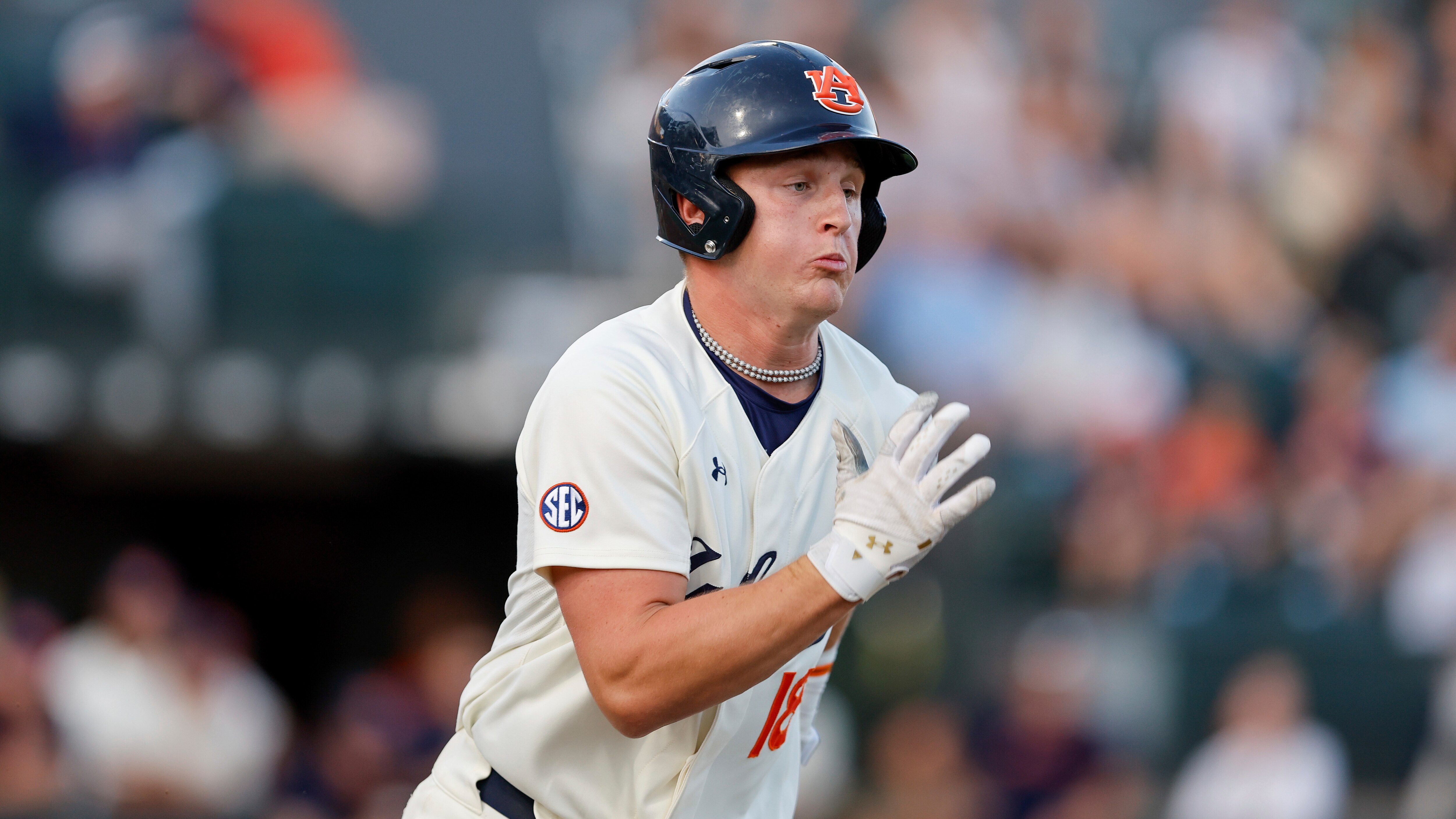 Auburn's Ike Irish had the highest hard-hit rate among potential first-rounders in the college ranks (61% of batted balls over 95 mph).
