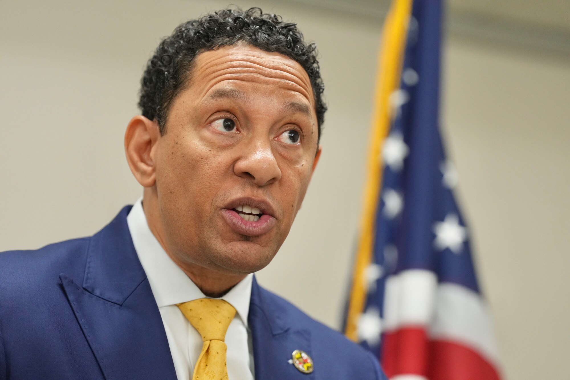 Baltimore State's Attorney Ivan Bates holds a press conference about the indictments of two Baltimore Police officers, Walter Wilson and Larry Worsley on March 16, 2023.