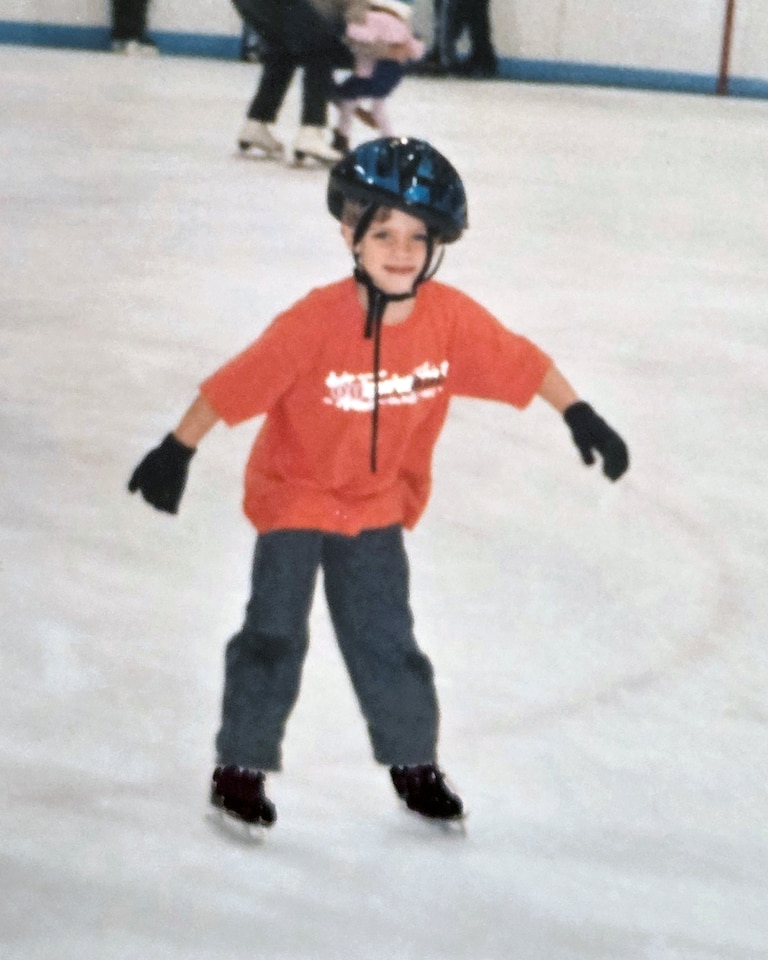 Michael Parsons only took skating lessons because his Mom said he had to before he could play hockey.