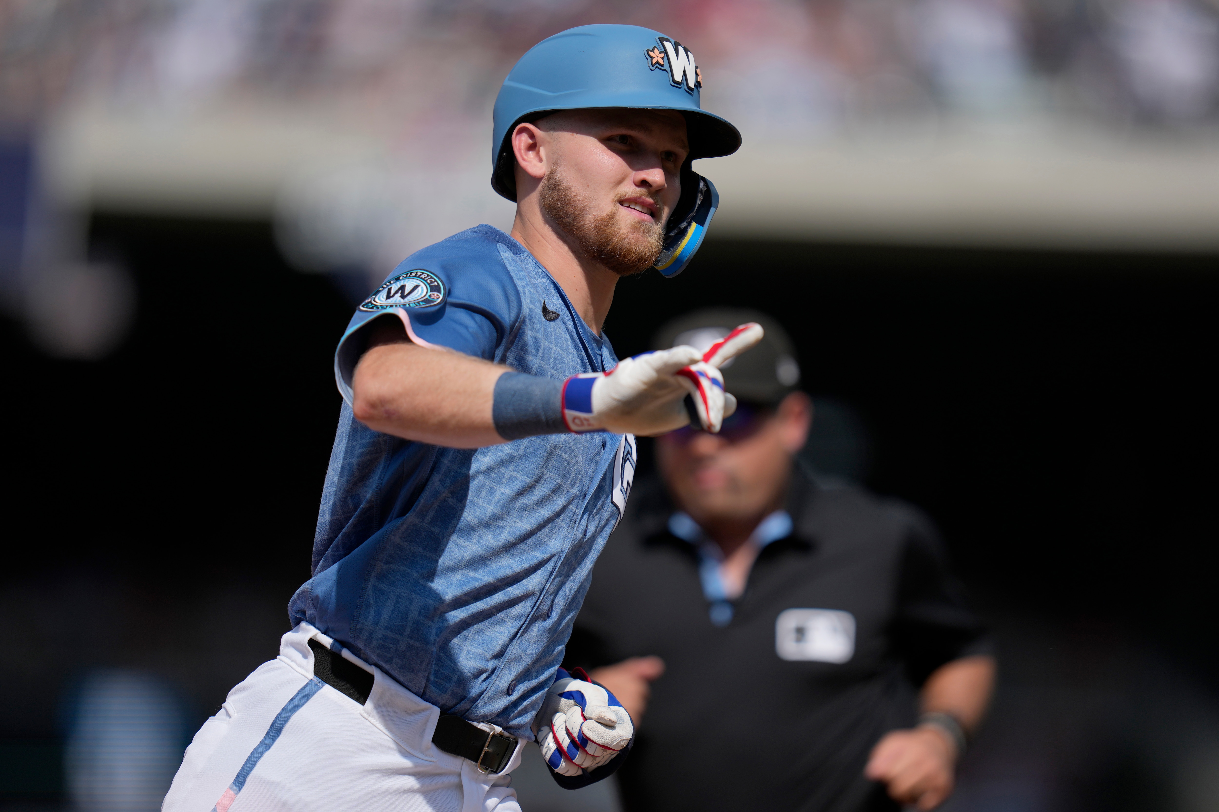 Curtis Mead hit one of the Nationals’ two solo home runs in the first inning.