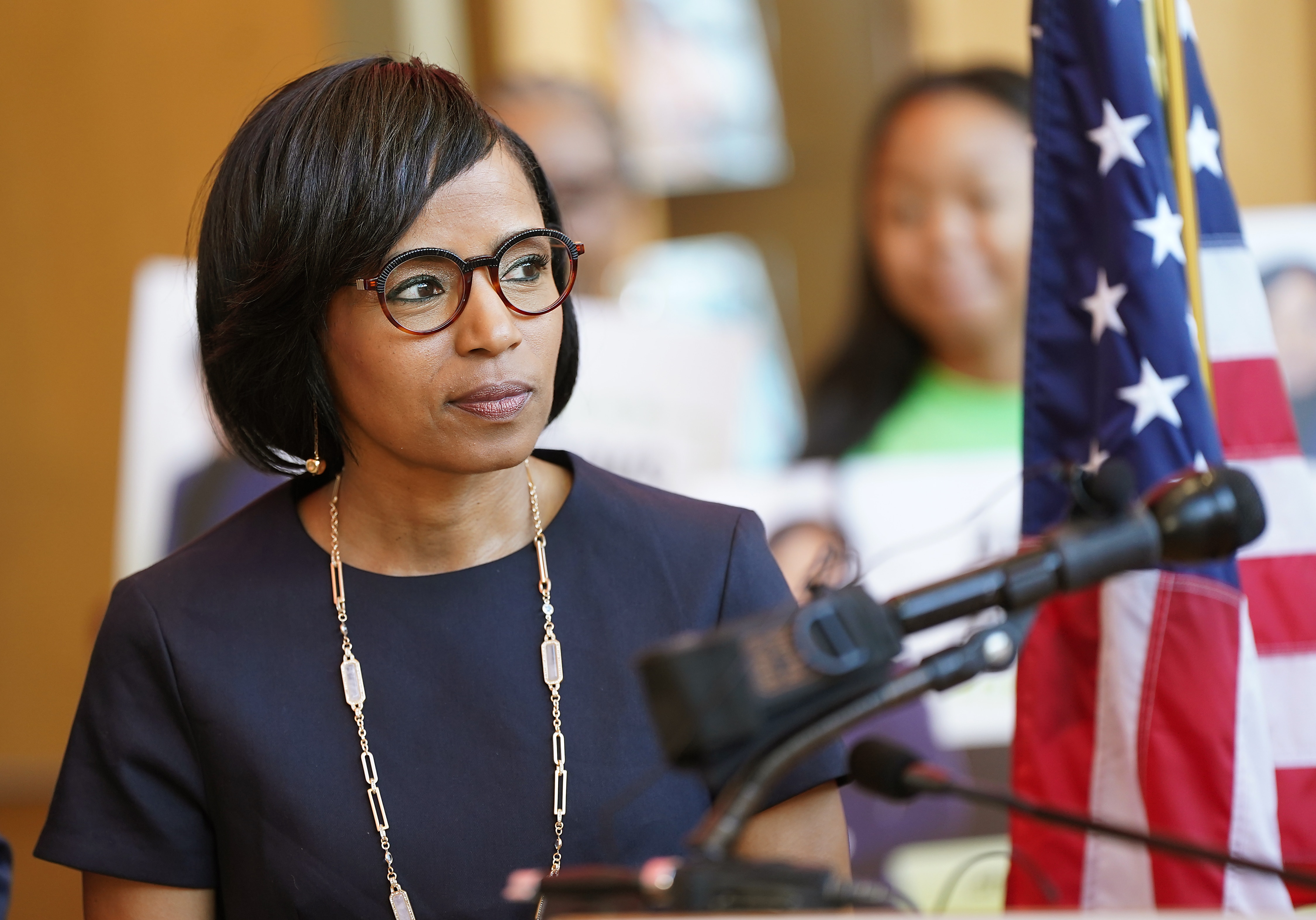 U.S. Senate Democratic candidate Angela Alsobrooks, shown at a campaign event in August, has replaced her campaign manager and hired new staff.