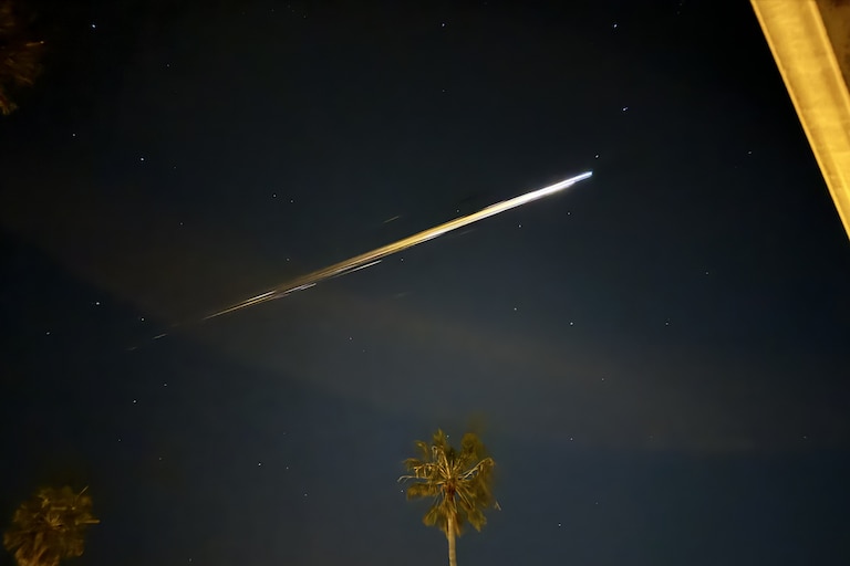 Debris from Shenzhou-15, a Chinese spacecraft, as it falls to the Earth on April 2, 2024.