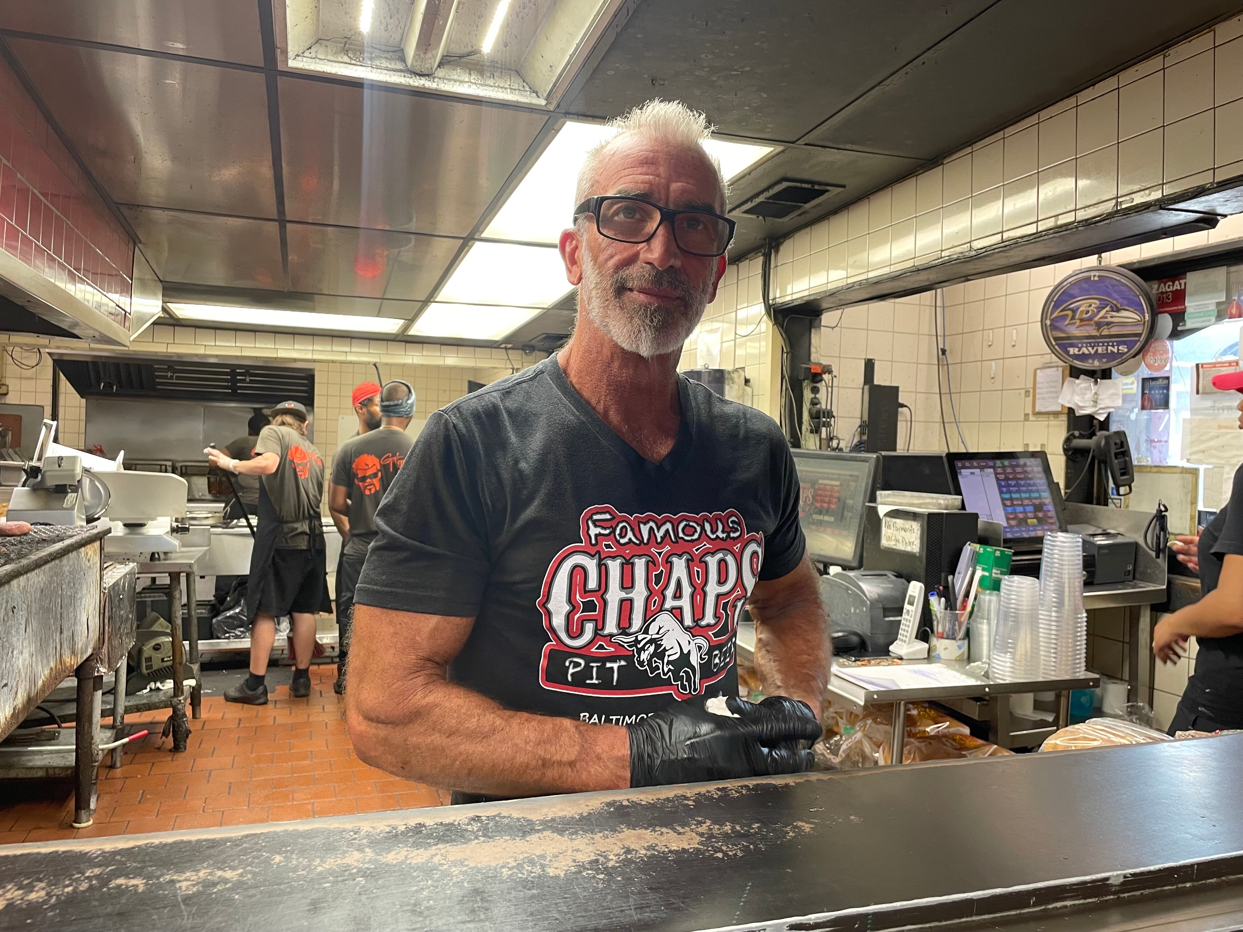 Since 1986, Bob Creager has run Chaps Pit Beef out of a ramshackle structure on the Pulaski Highway. “This is like 11 buildings stuck together,” he said.