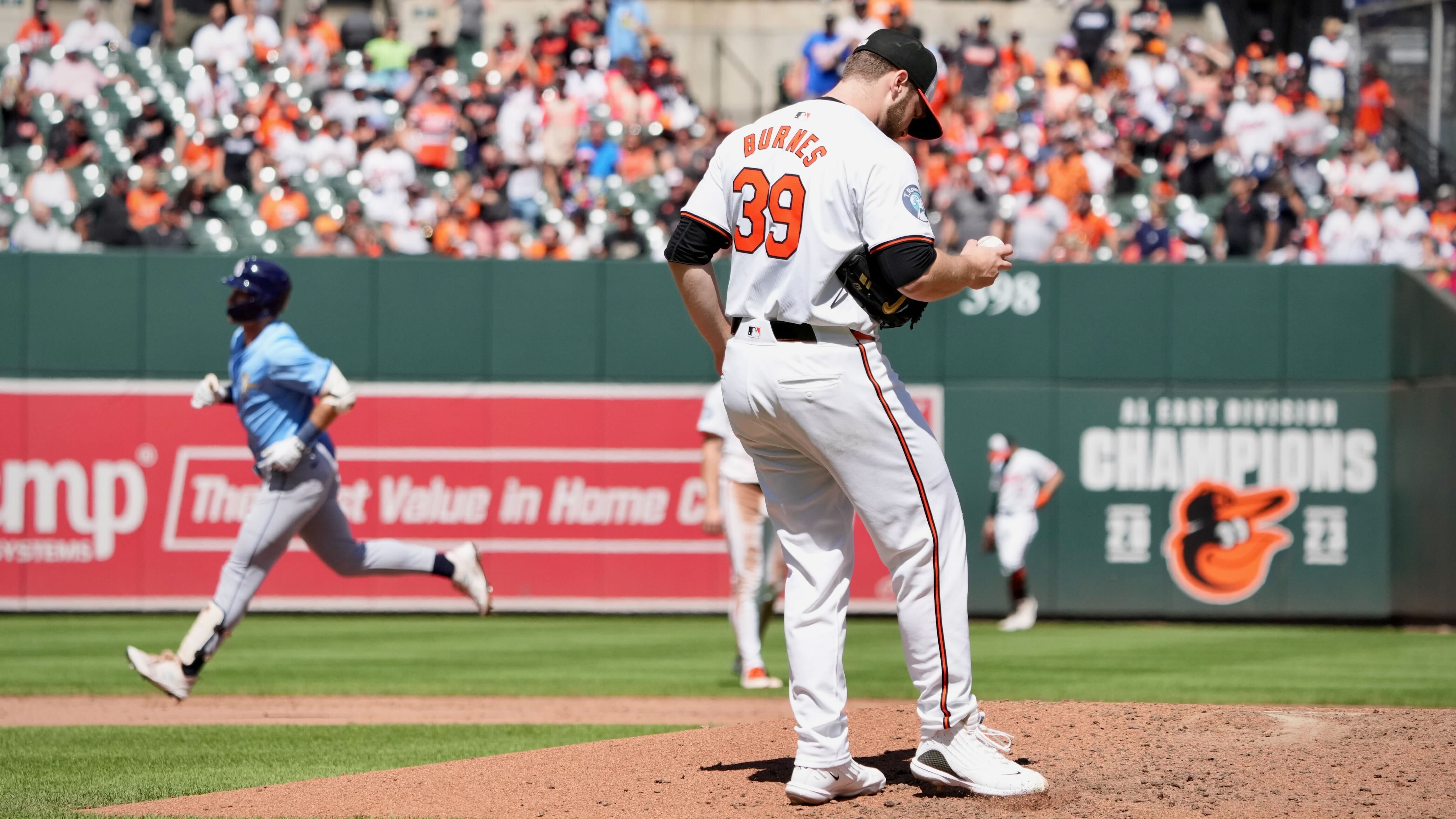 Jonny DeLuca rounds the bases on his home run off Orioles pitcher Corbin Burnes that served as the only offense in Sunday’s Rays victory.