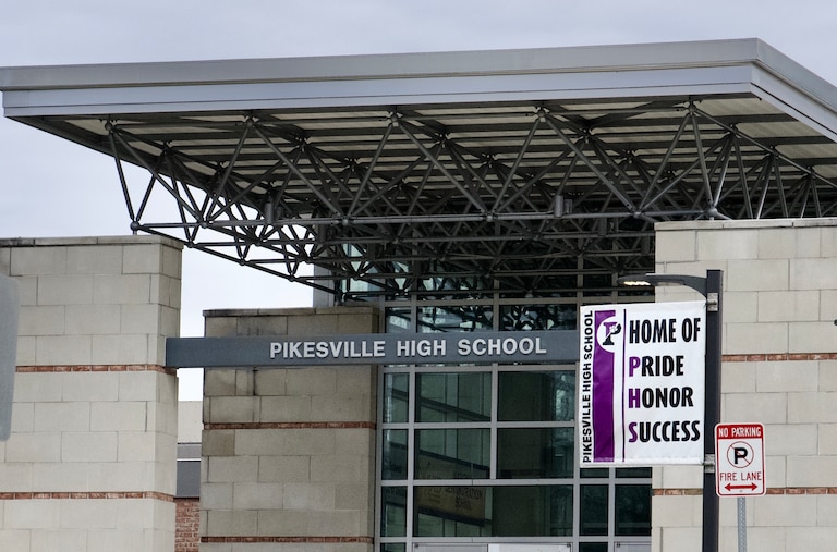 Pikesville High School photographed on March 4, 2024.