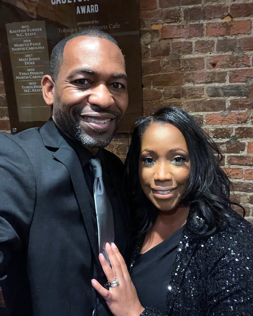 Bobbie Hoye with her husband Roger Hoye at their friend Megan Thomas's wedding in February 2020.