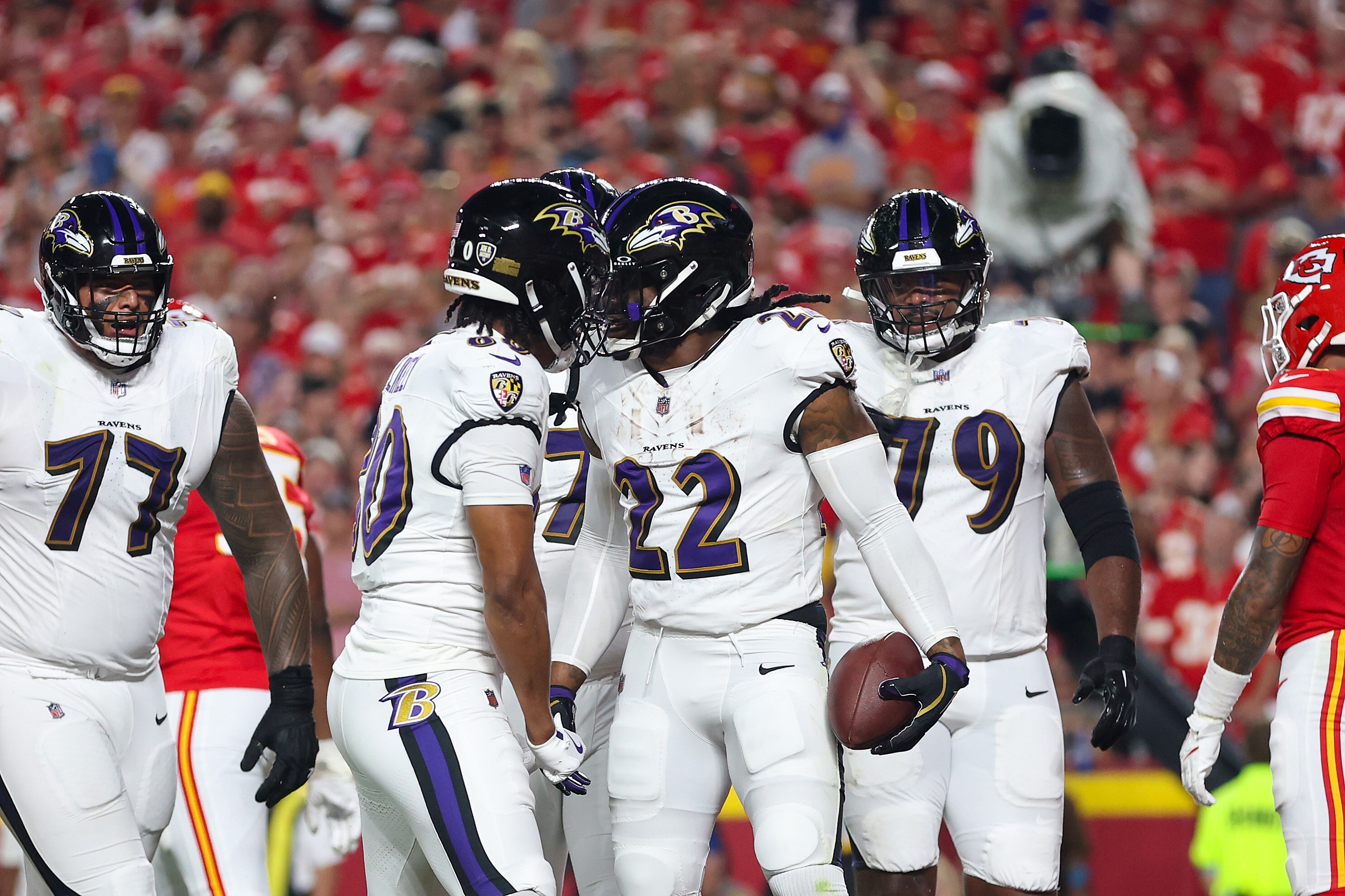 Derrick Henry (22) scored a touchdown in the Ravens’ season opener, but he could be more of a factor in the home opener Sunday against the Raiders.