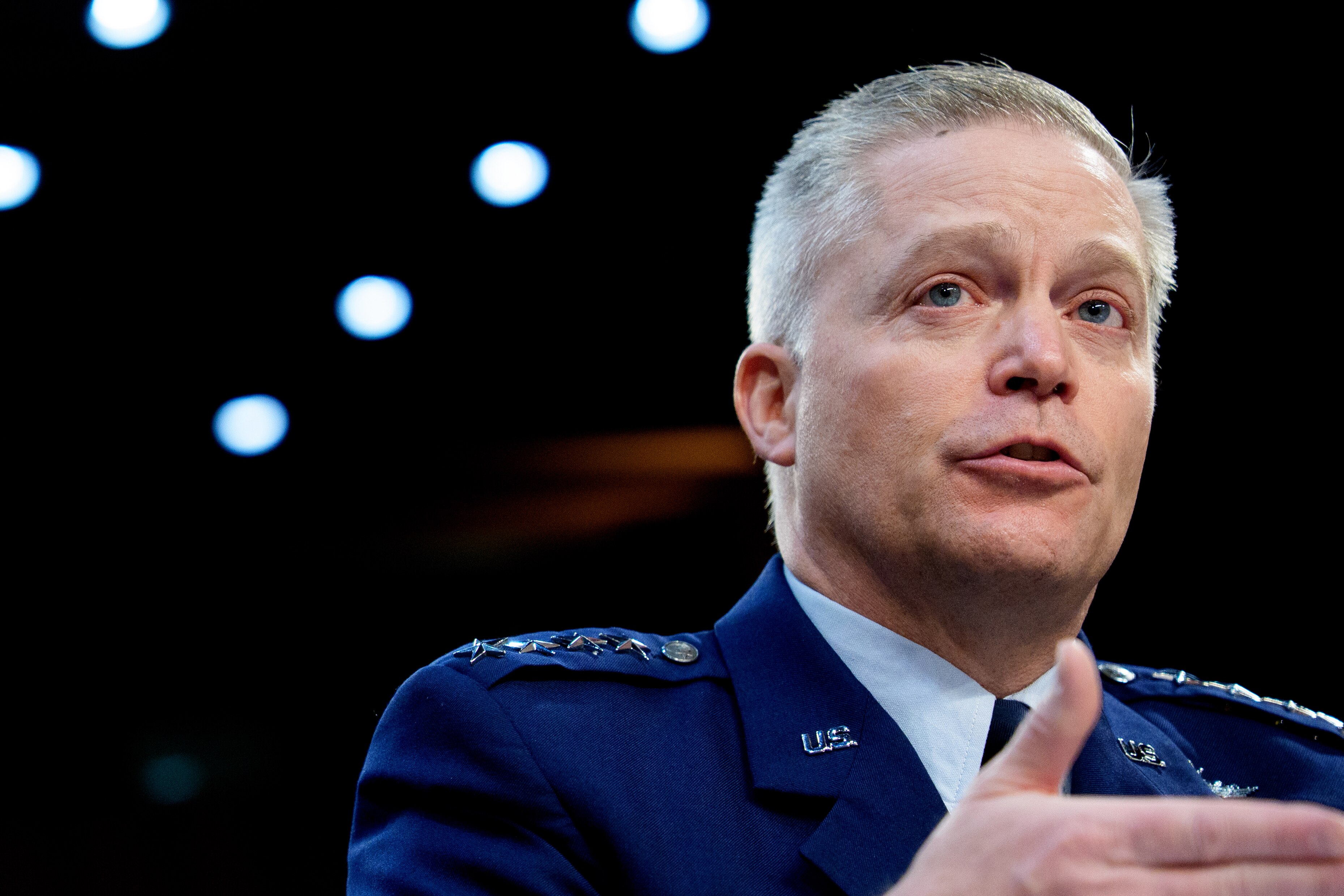WASHINGTON, DC - MARCH 25: National Security Agency Director General Timothy Haugh speaks during a Senate Committee on Intelligence Hearing on March 25, 2025 in Washington, DC. The hearing to examine worldwide threats comes a day after Jeffrey Goldberg, the editor-in-chief for The Atlantic magazine was inadvertently included on a high level Trump administration Signal group chat on bombing plans in Yemen on Houthi targets.