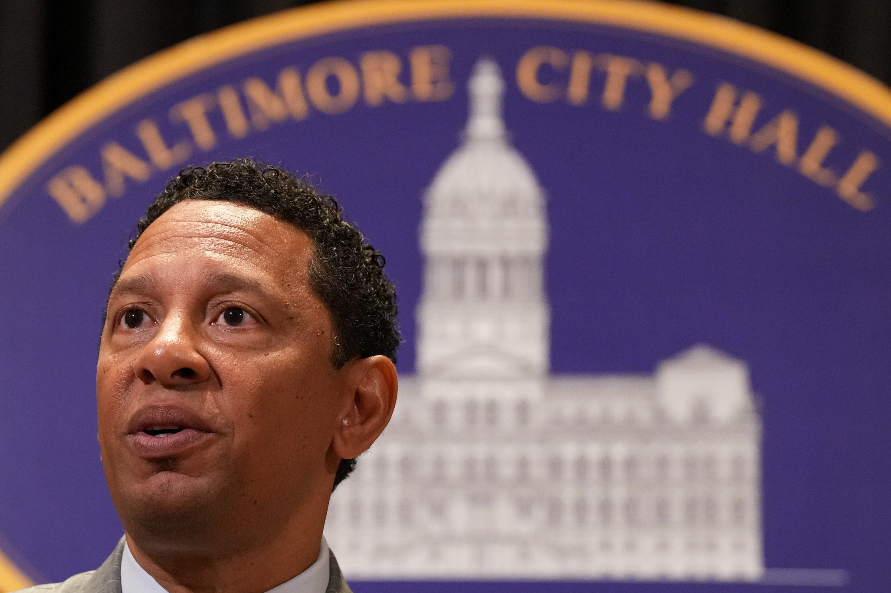 In this photo from June 23, 2023, Baltimore State’s Attorney Ivan Bates speaks during a news conference at Baltimore City Hall.