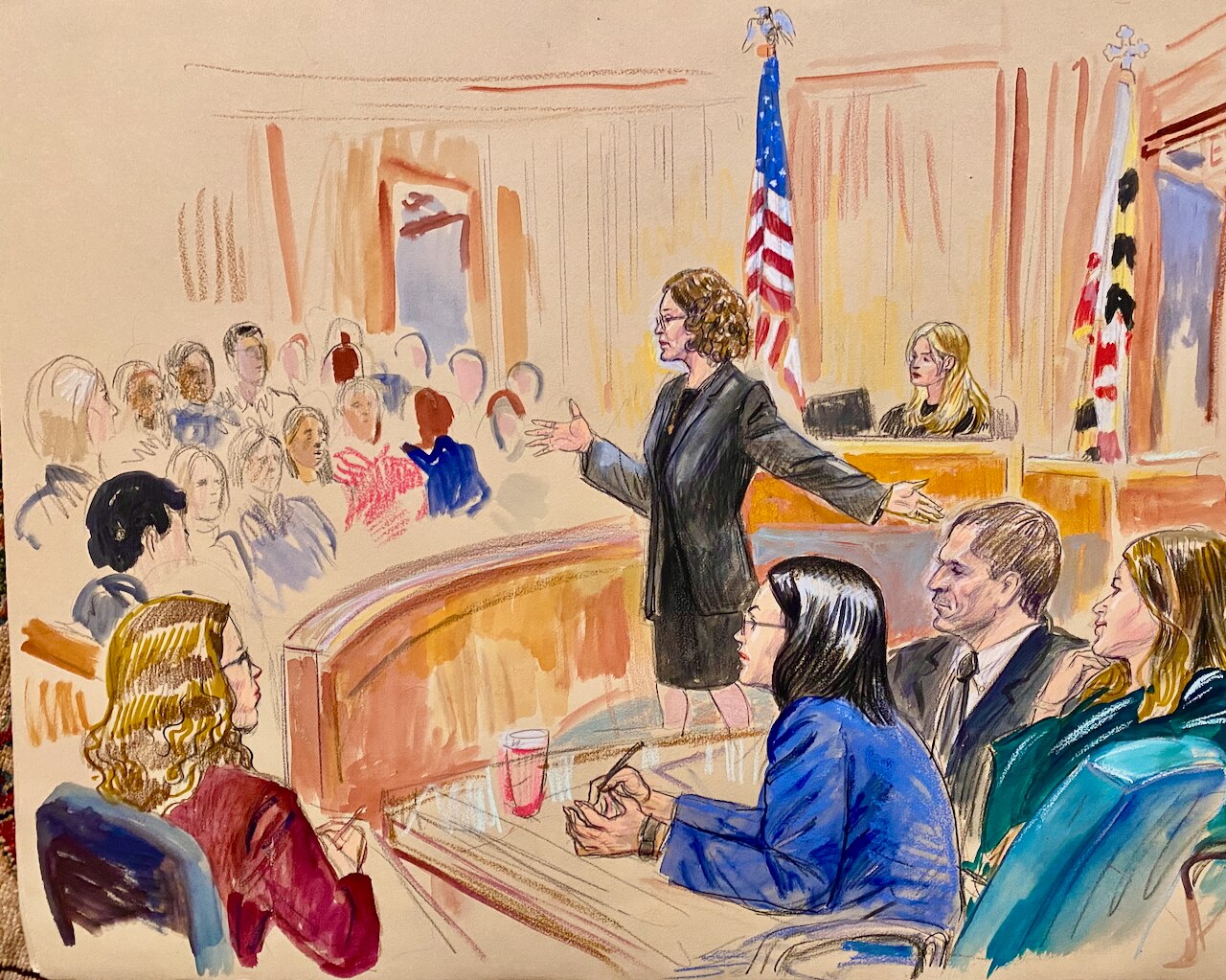 Opening statements in the trial of Jorge Rueda Landeros, seated right, in Montgomery County.