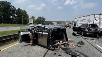 Ten people, including three children, were hospitalized after a moving truck lost control and crashed into at least 10 vehicles in Montgomery County on Saturday, July 18, 2026.