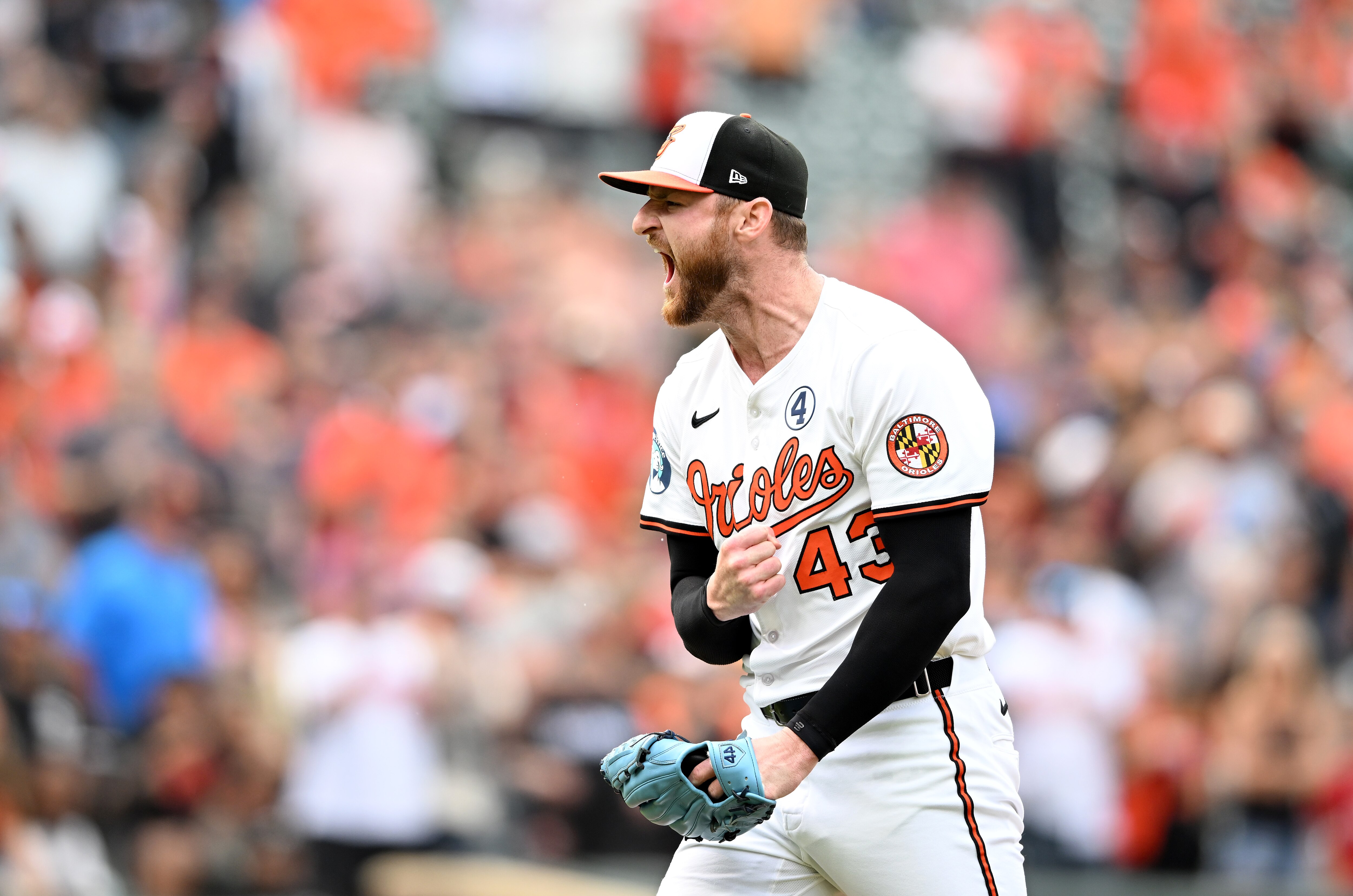 Bryan Baker celebrates after a 3-2 victory against the Chicago White Sox on June 1.