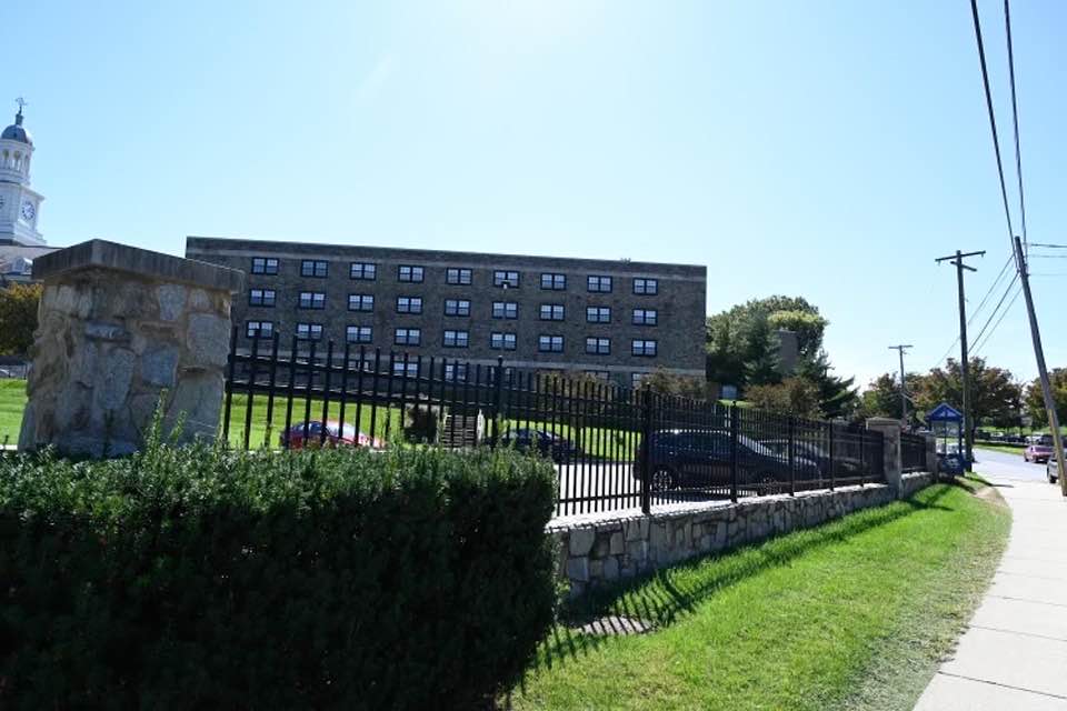 Part of the existing barrier fence that surrounds most of Morgan State University.