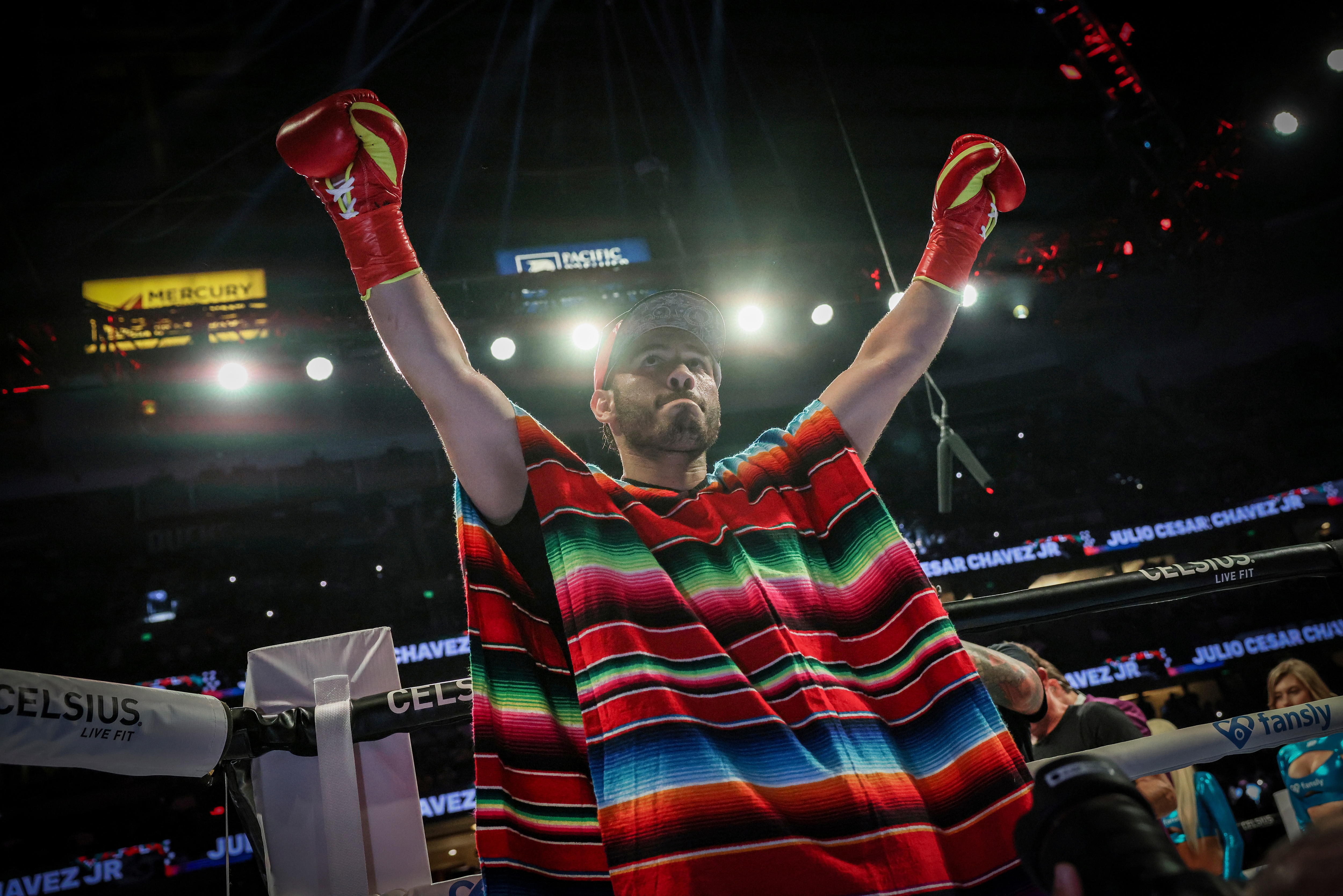 Julio César Chávez Jr. appears for his bout against Jake Paul, Saturday, June 28, 2025, in Anaheim, California.