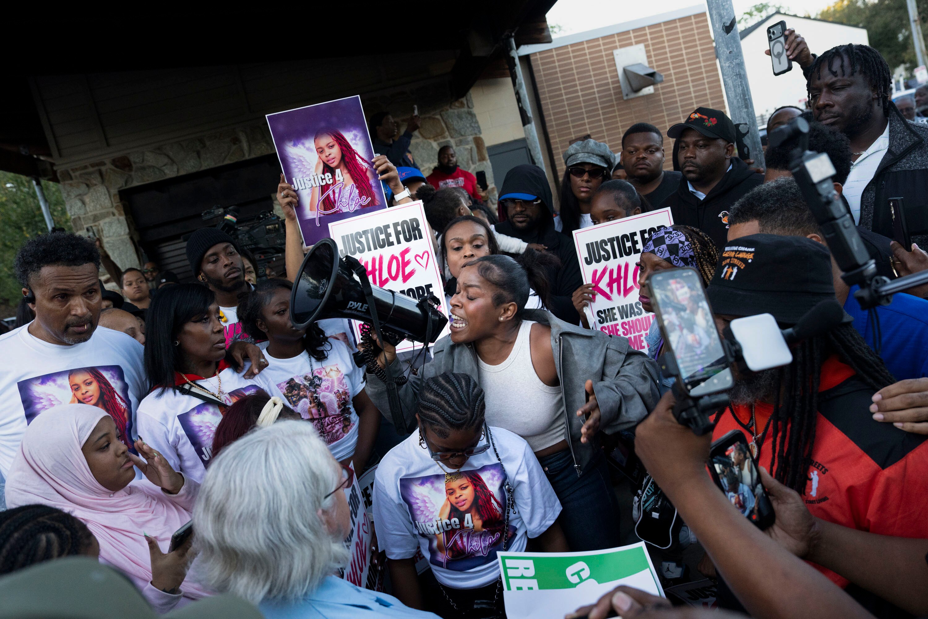 October 5, 2026 - Kami Martin, an older sister of the best friend of Khloe Ishway, a 12-year-old who was killed over the weekend in a mass shooting in Franklintown, condemns gun violence. Ishway was shot and killed after two men had a dispute over a parking space at a homecoming football game.