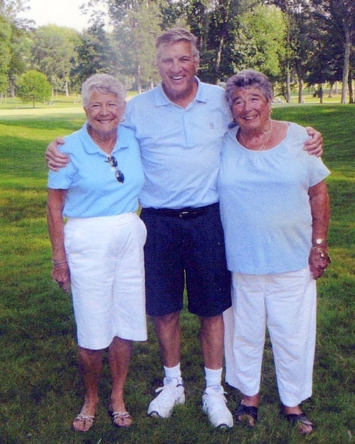 Jim Morgan with his sisters Joan and Patricia.