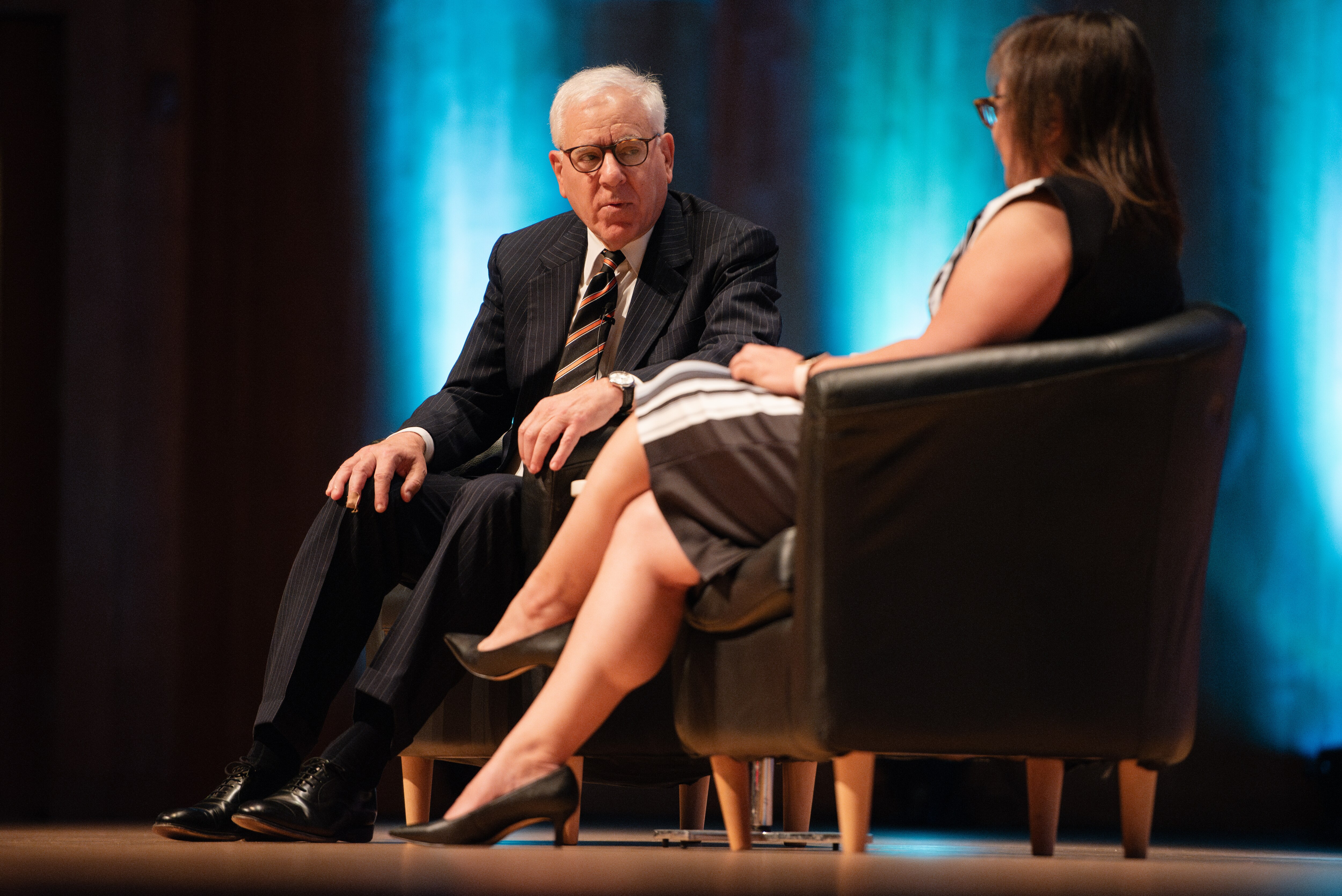 David Rubenstein speaks with Baltimore Banner Editor in Chief Kimi Yoshino during the IMPACT Maryland Event at Joseph Meyerhoff Symphony Hall on October 1st, 2024 in Baltimore, MD.
