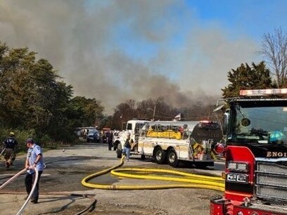 The Baltimore Co. Volunteer Firefighter’s Association responds to a fire at Soldiers Delight Park in Owings Mills.