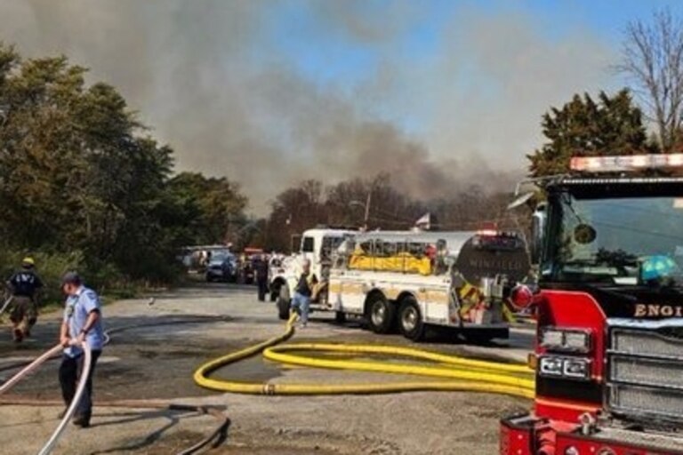 The Baltimore Co. Volunteer Firefighter’s Association responds to a fire at Soldiers Delight Park in Owings Mills.