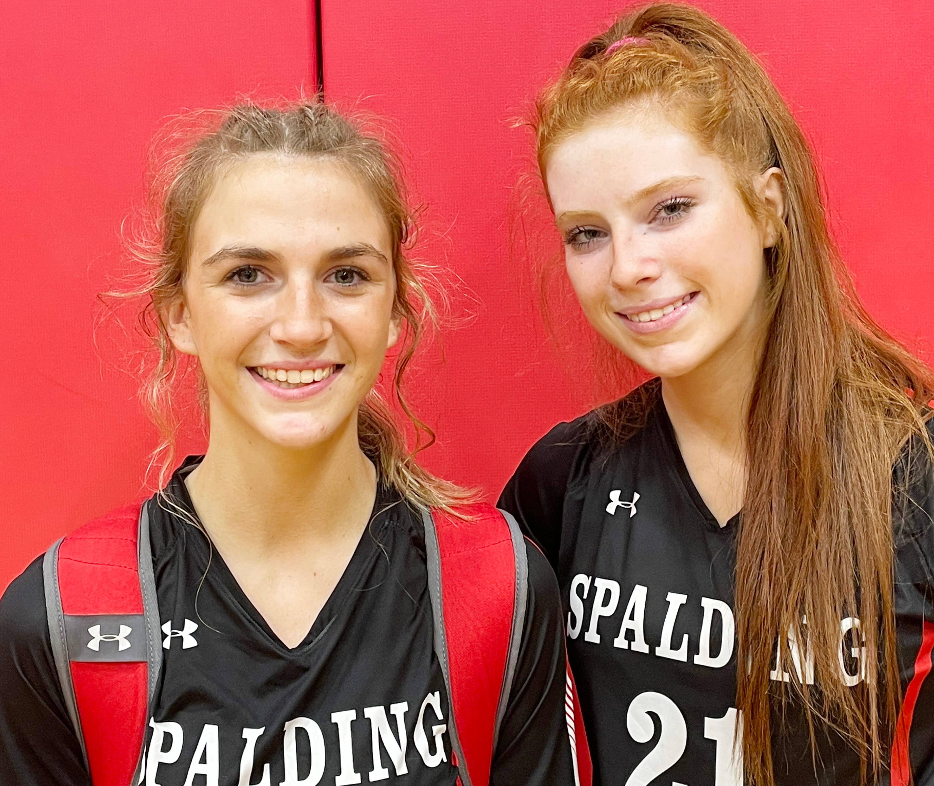 Addison Collins (left) and Maya Mauro has Archbishop Spalding in position for the IAAM A Conference volleyball title. The Cavaliers swept Annapolis Area Christian in a semifinal Thursday, and will play defending champ Maryvale Prep for the title, Sunday evening at Stevenson University.